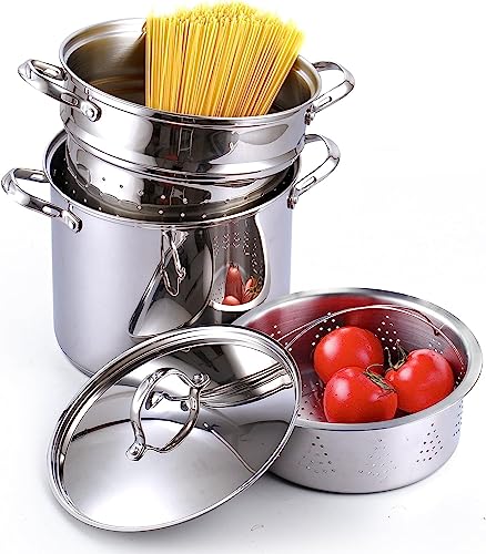 12 - Quart Stock Pot with Strainer, 4 - Piece Set | Zigeze