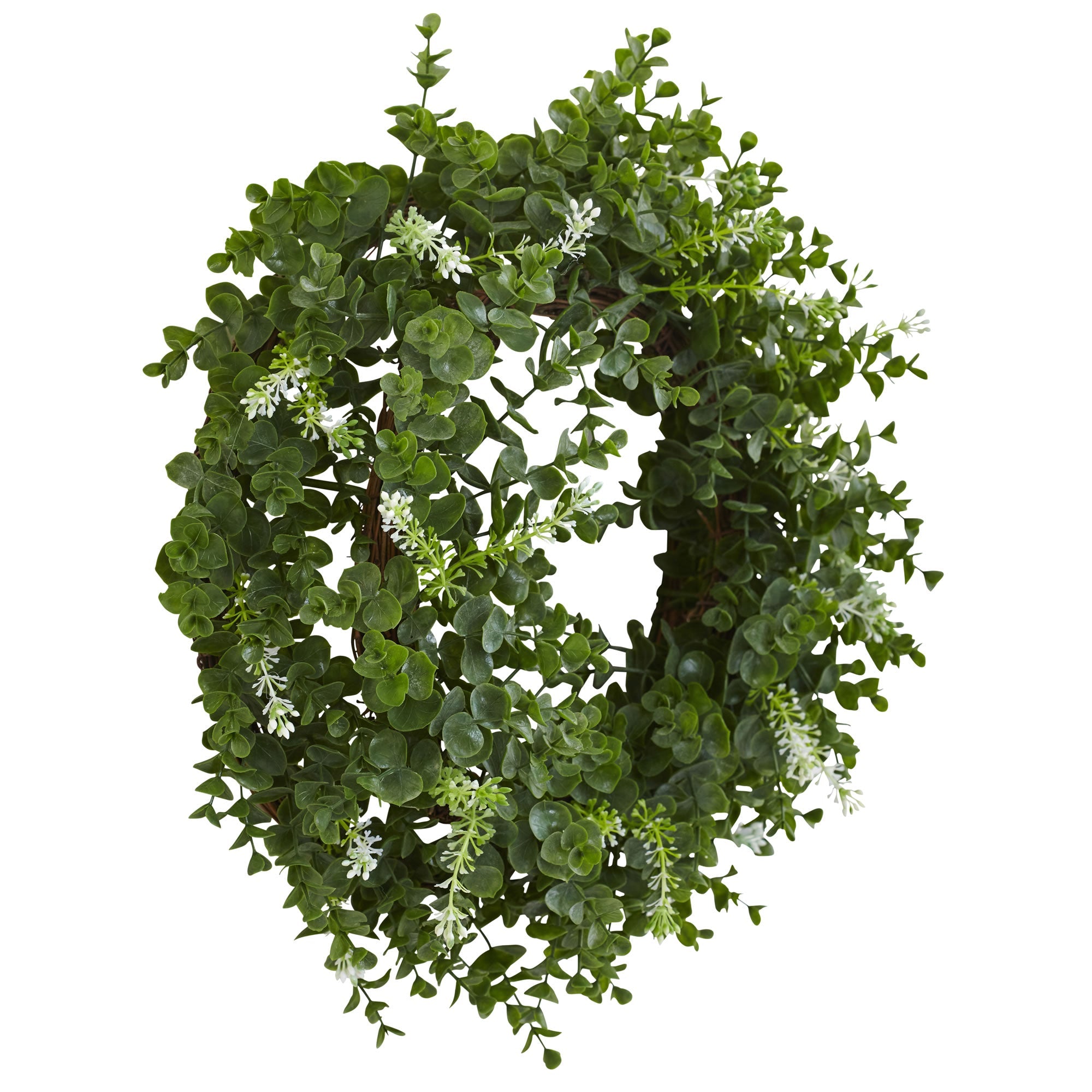18" Eucalyptus Double Ring Wreath with Twig Base | Zigeze