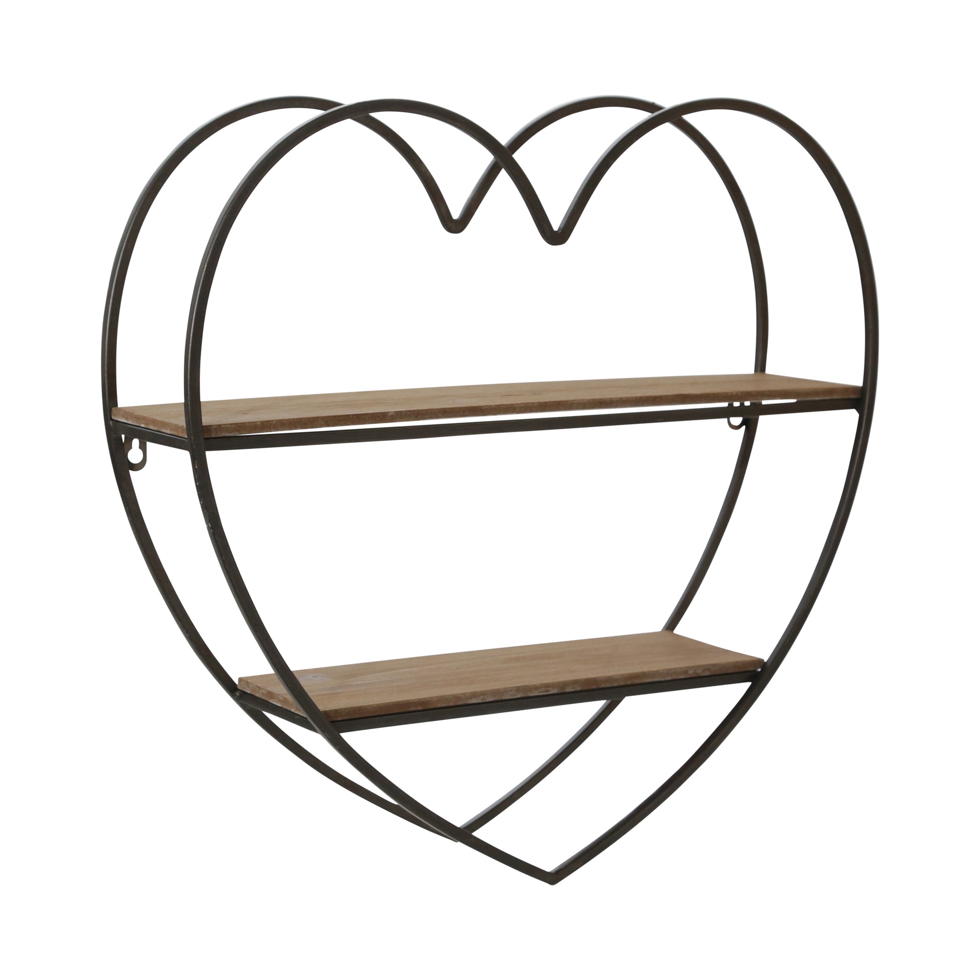 2 - Tier Heart Wall Shelf, Natural/Black | Zigeze