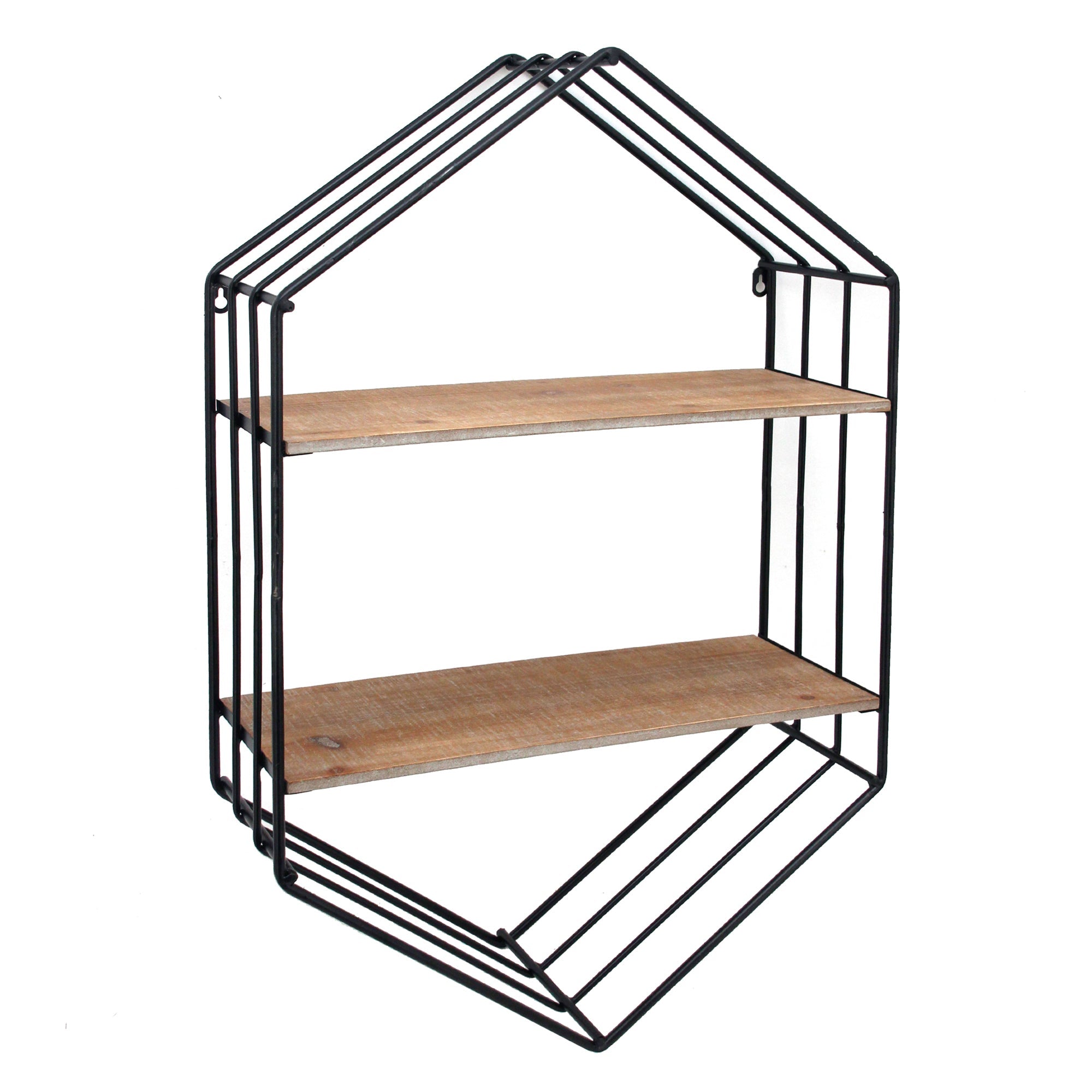 20" Hexagon Shelf, Brown/Black | Zigeze