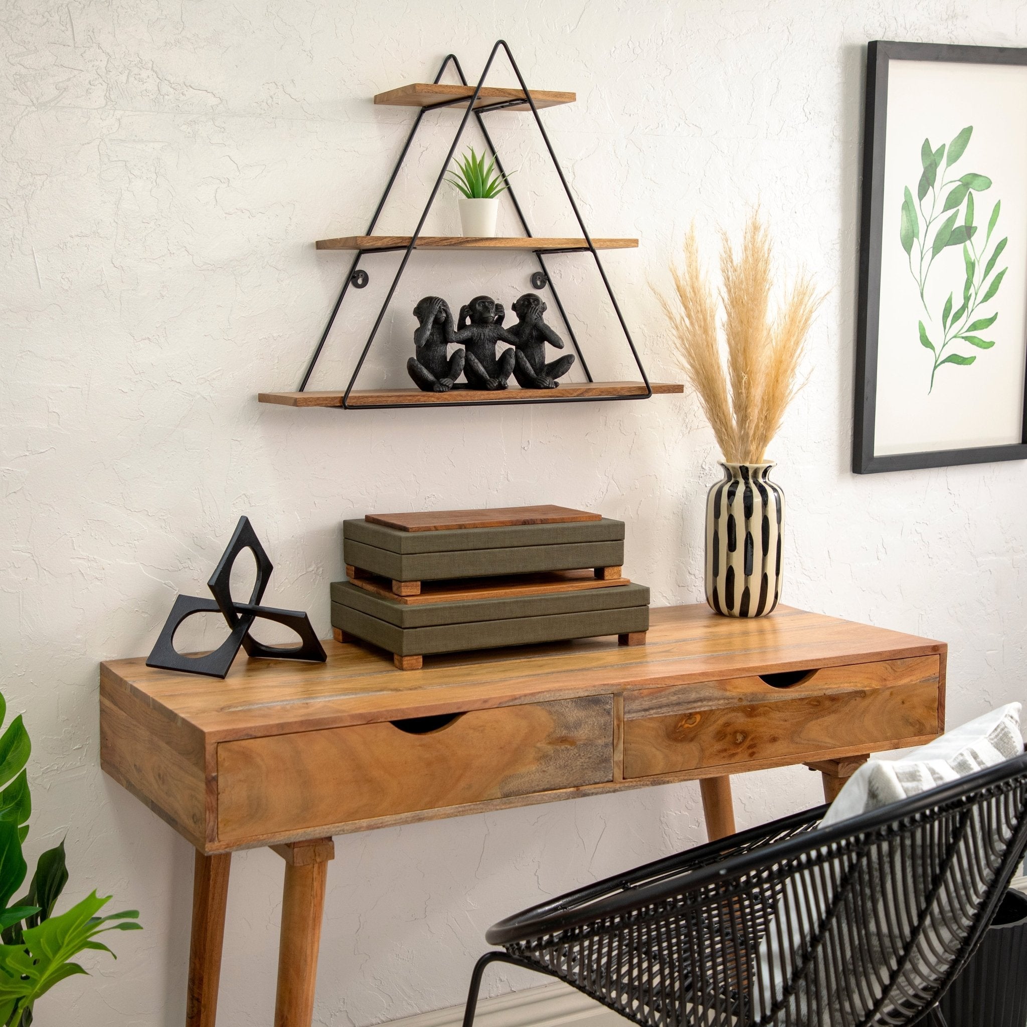 20" Triangle Wall Shelf, Brown | Zigeze