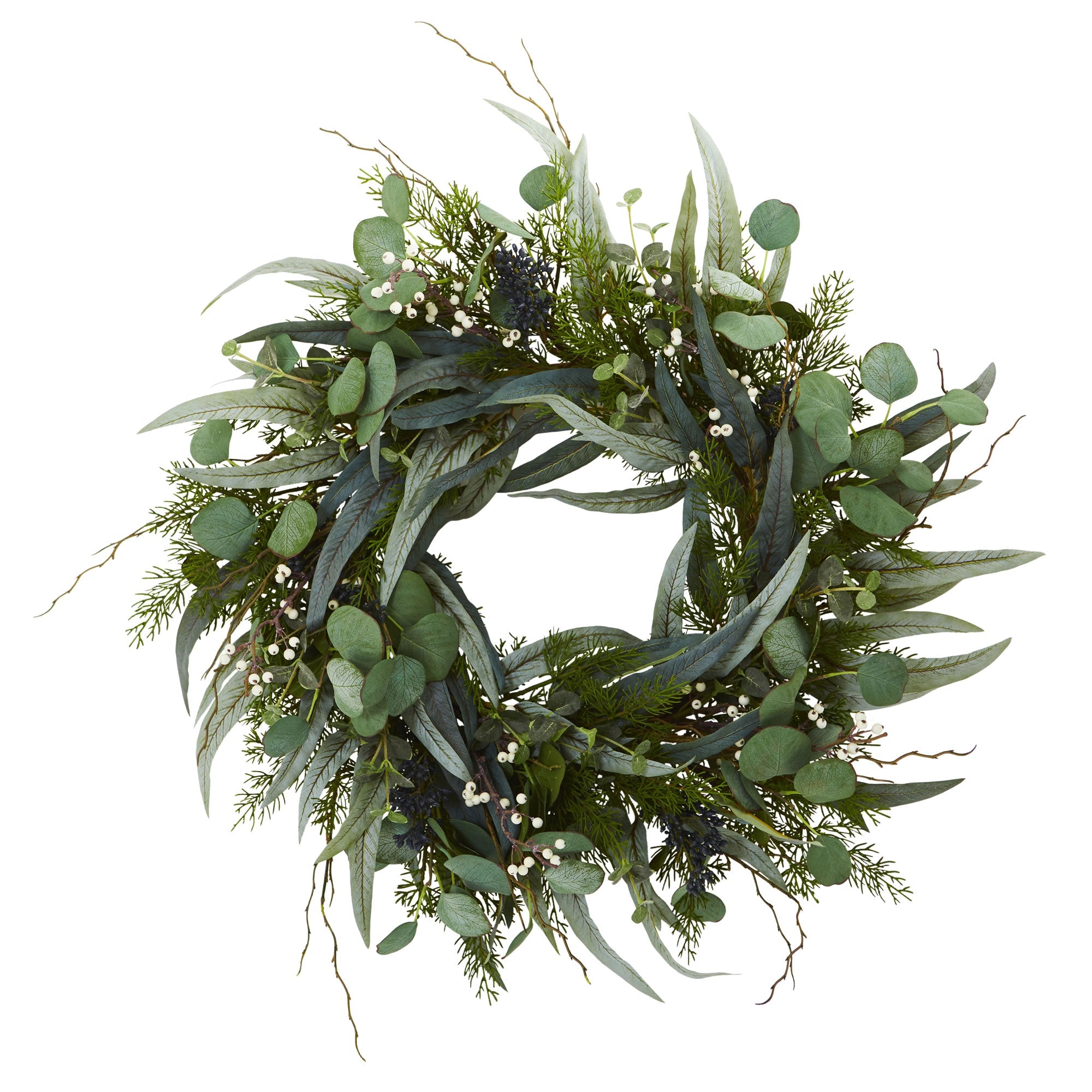 24" Wreath with Eucalyptus and Mixed Greens | Zigeze
