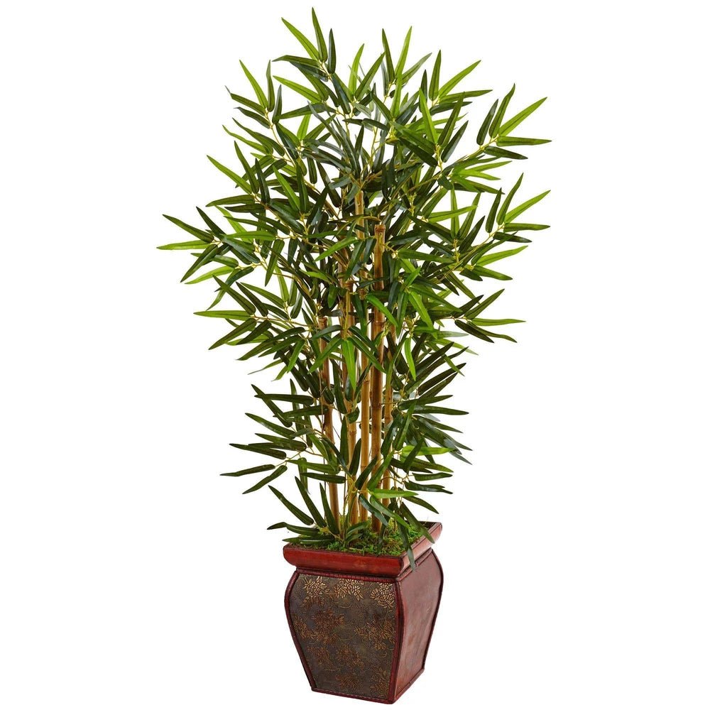 3.5' Bamboo Tree in Wooden Decorative Planter | Zigeze