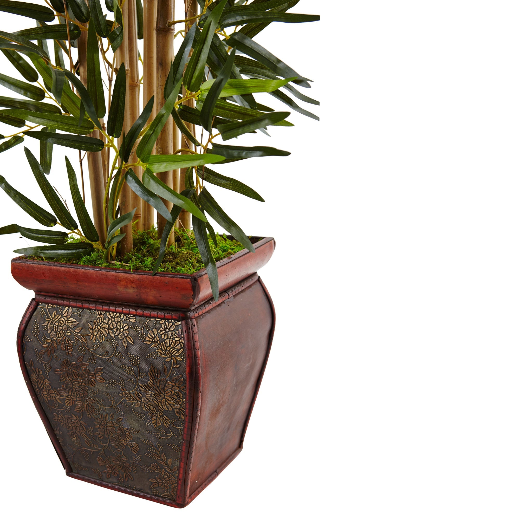 3.5' Bamboo Tree in Wooden Decorative Planter | Zigeze