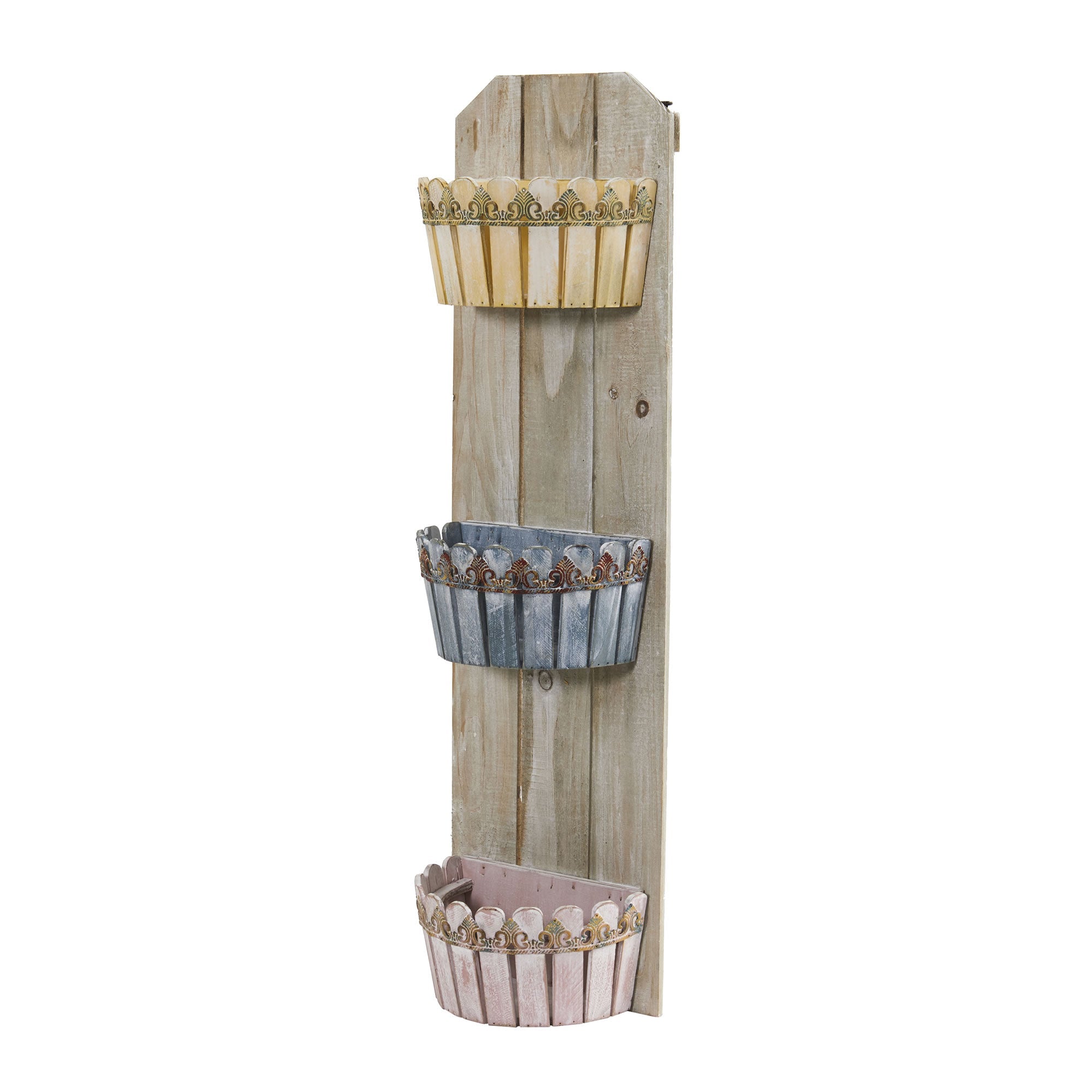 35 - Inch Triple Wall Planter with Rustic Appeal | Zigeze