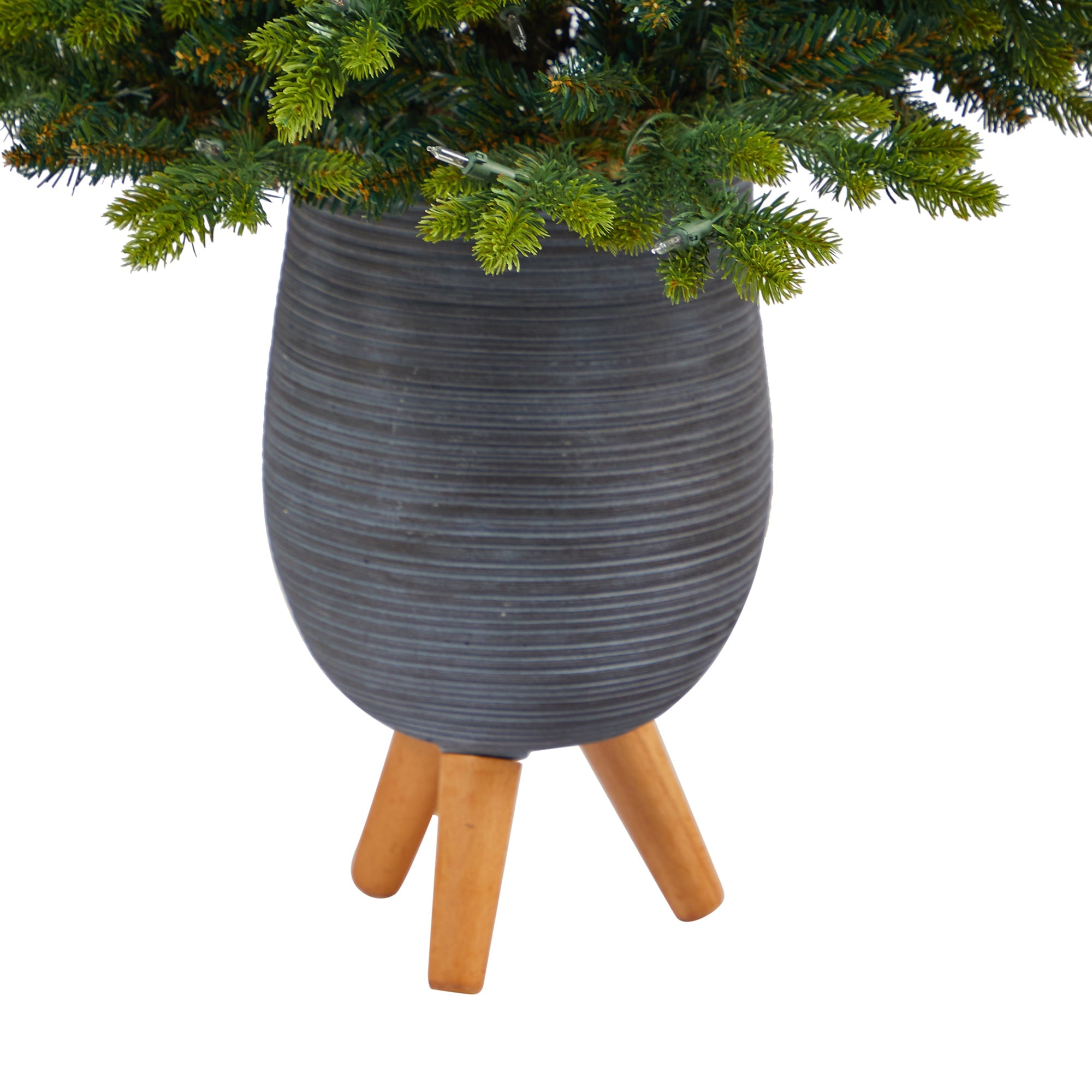 3.5' North Carolina Fir with 150 Clear Lights in Gray Planter | Zigeze