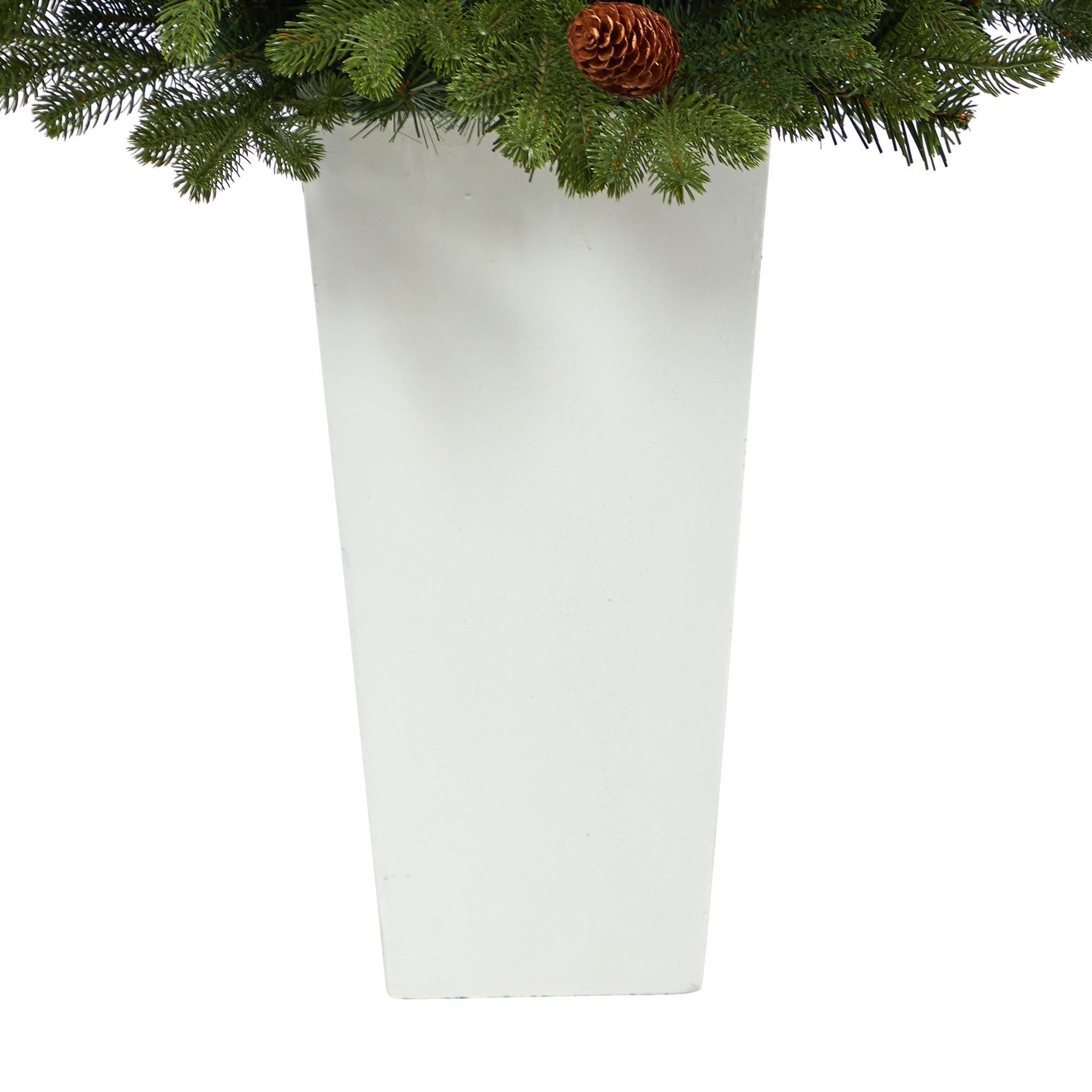 3.5' Yukon Mountain Fir with 50 Clear Lights in White Planter | Zigeze