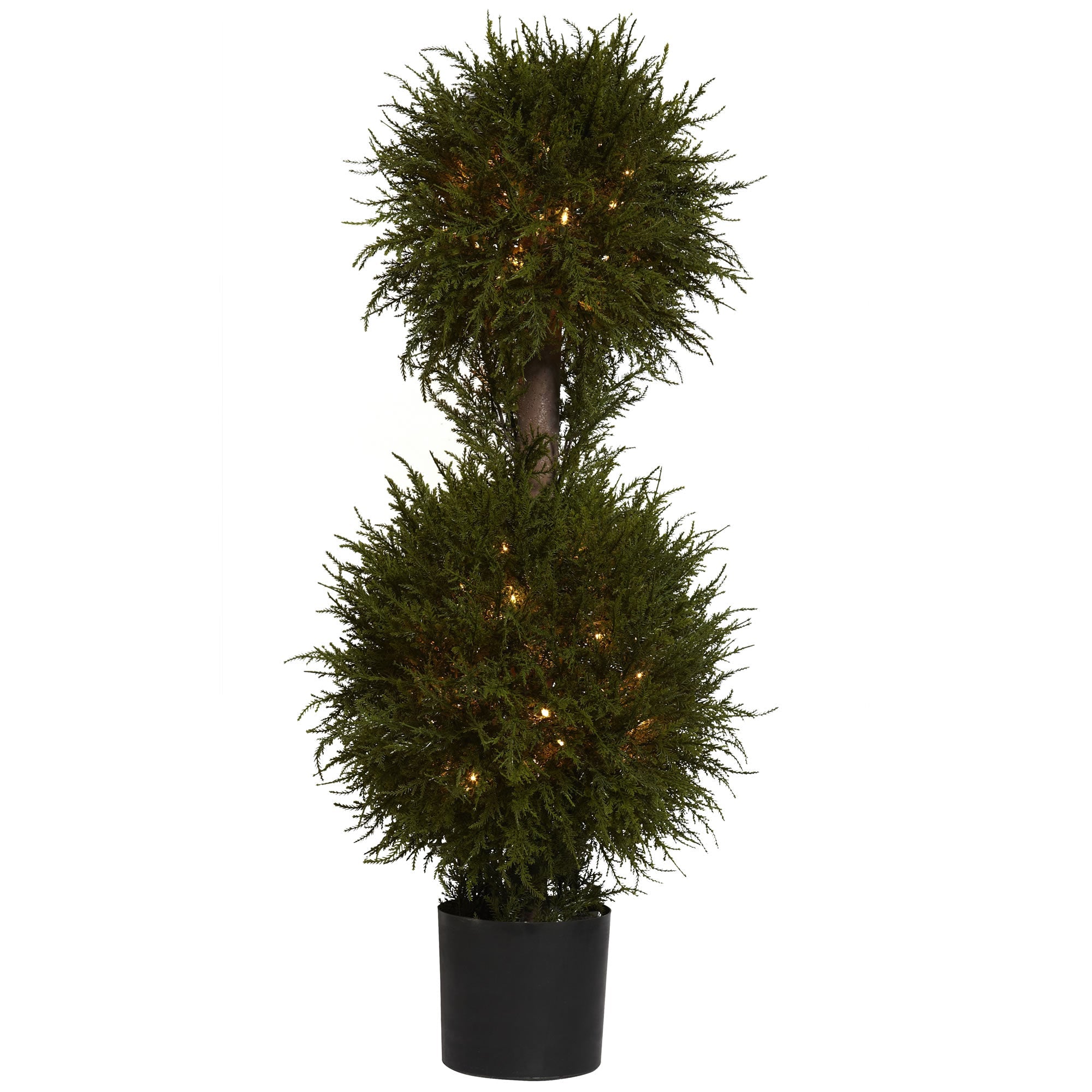40" Cedar Double Ball Topiary with Lights | Zigeze