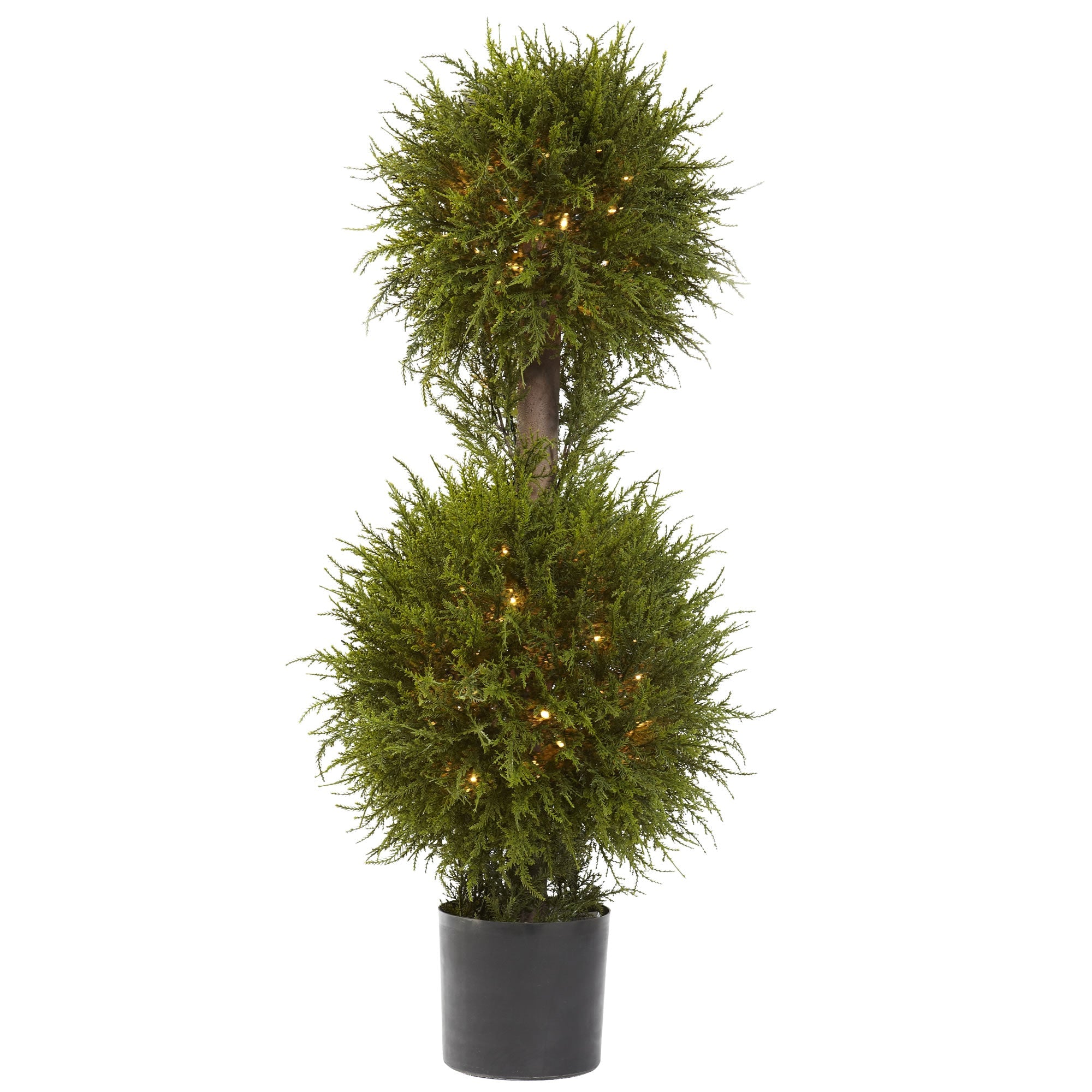 40" Cedar Double Ball Topiary with Lights | Zigeze