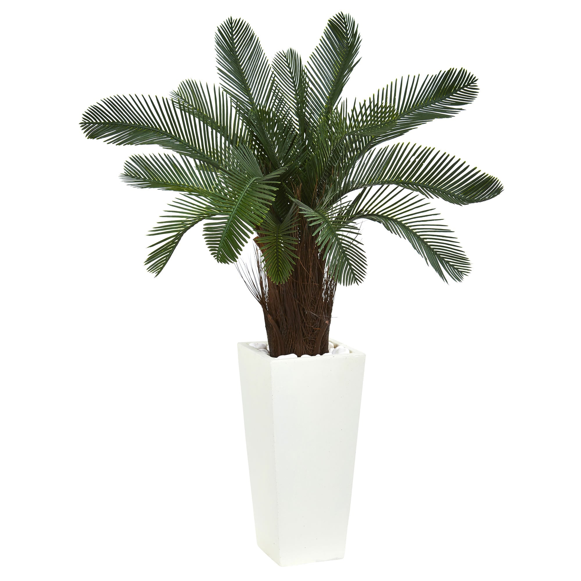 40" Cycas Artificial Tree in White Tower Planter | Zigeze