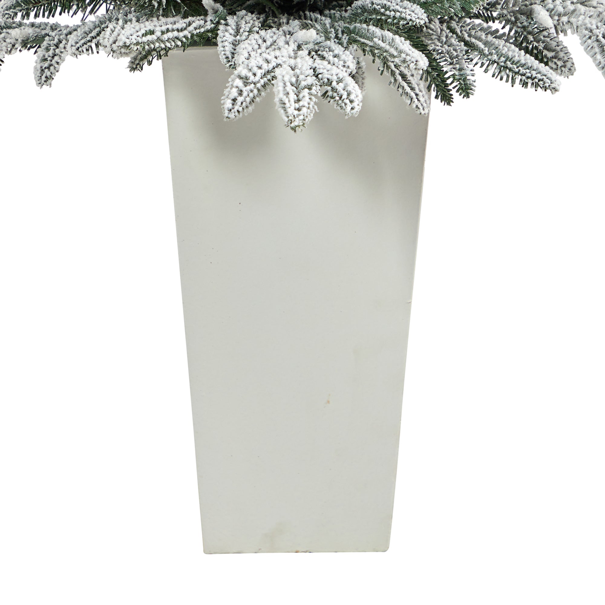 44" Flocked Manchester Spruce Tree with 50 Lights in White Planter | Zigeze