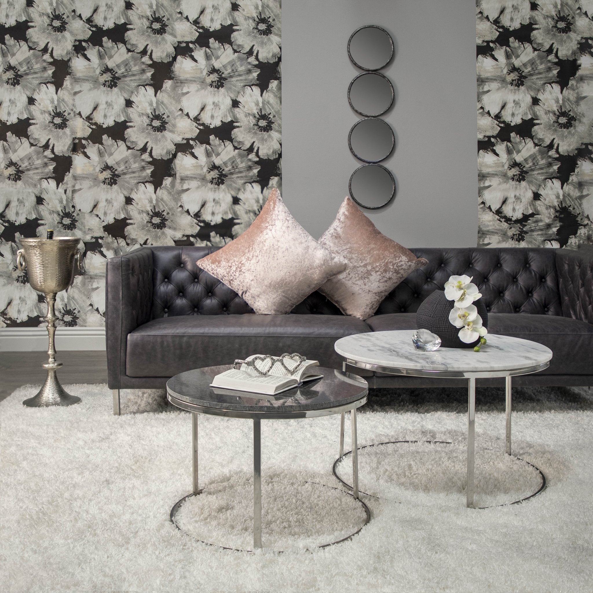 48" 4 - Mirrored Circles, Black | Zigeze