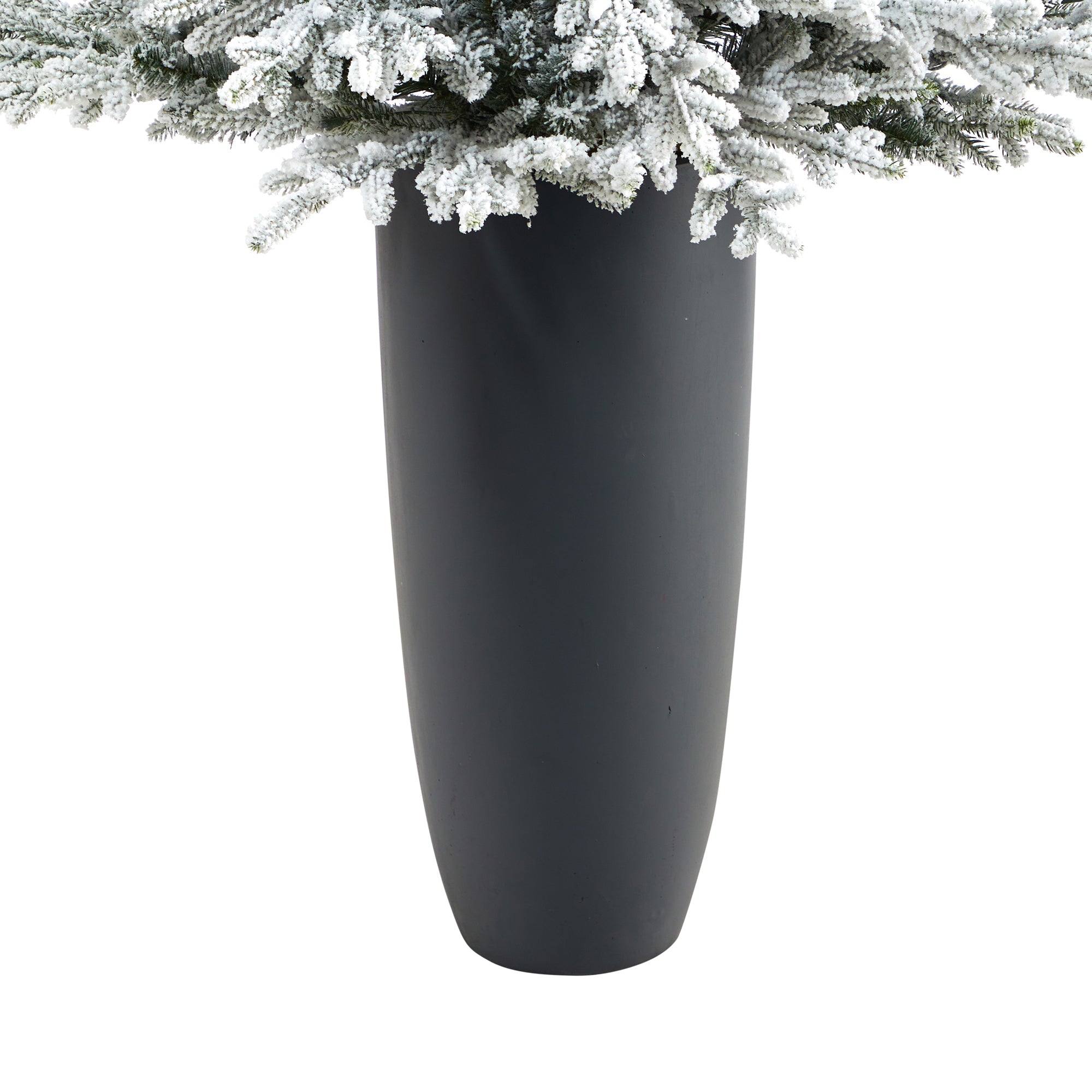 5' Flocked Fraser Fir with 300 Lights and 967 Branches in Gray Planter | Zigeze