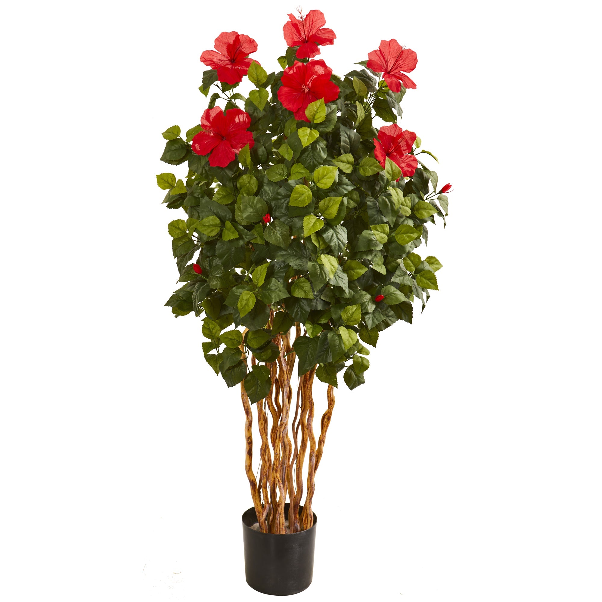 5 - Foot Hibiscus Artificial Tree with Red Blossoms | Zigeze