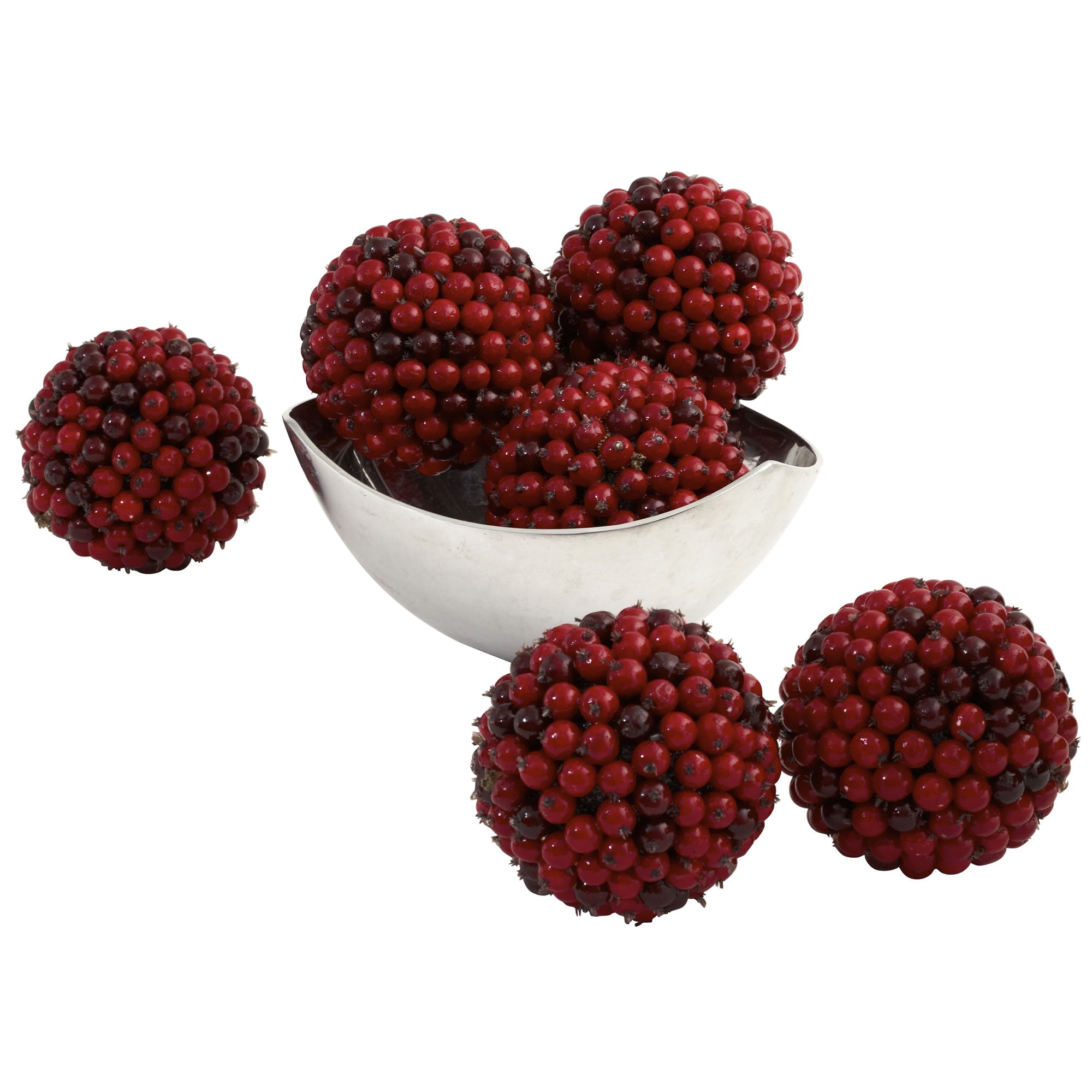 5 - Inch Decorative Red Berry Ball Accents, Set of 6 | Zigeze
