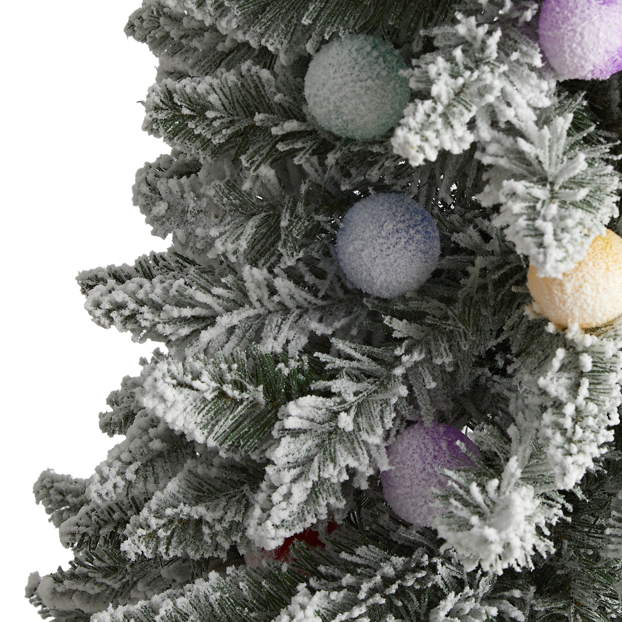 5' Pre - Lit Flocked Mountain Fir Tree | Zigeze