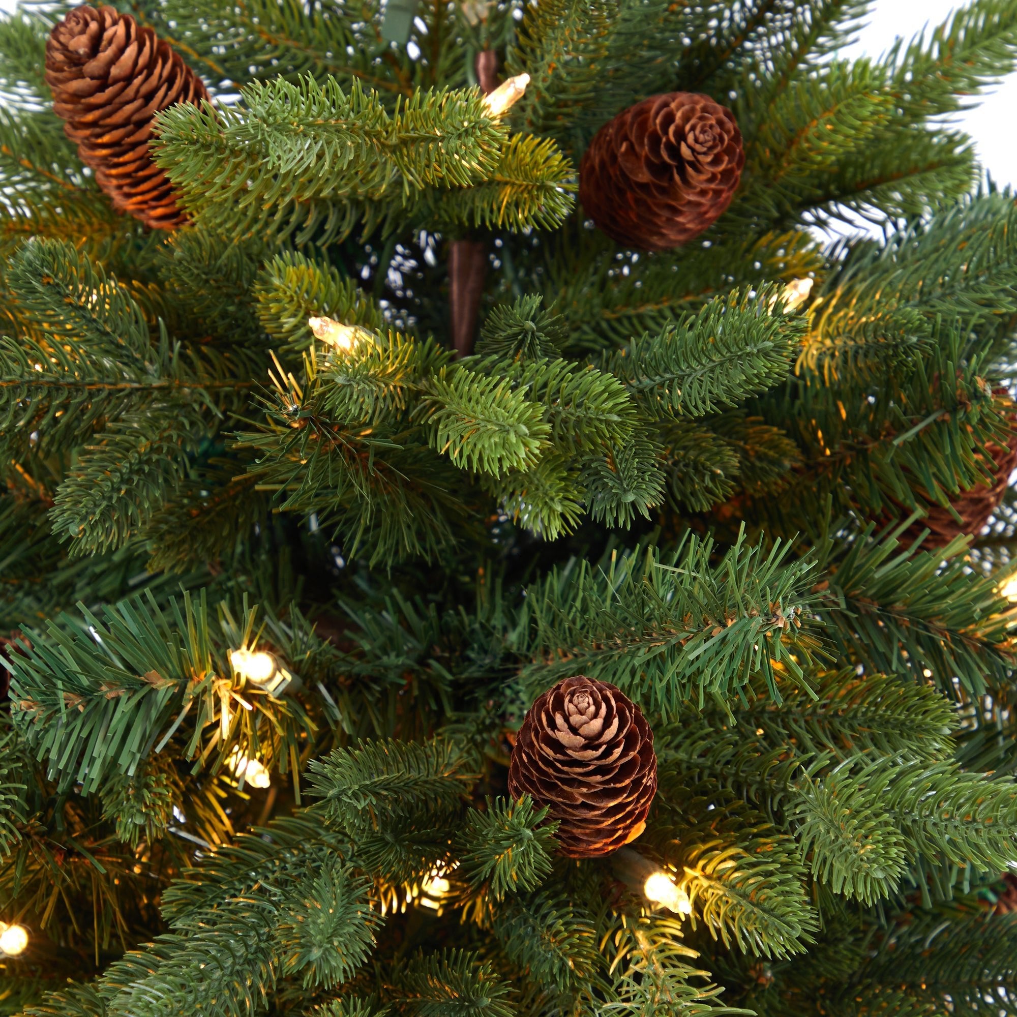 5' Yukon Mountain Fir, 100 Clear Lights in Gray Planter | Zigeze