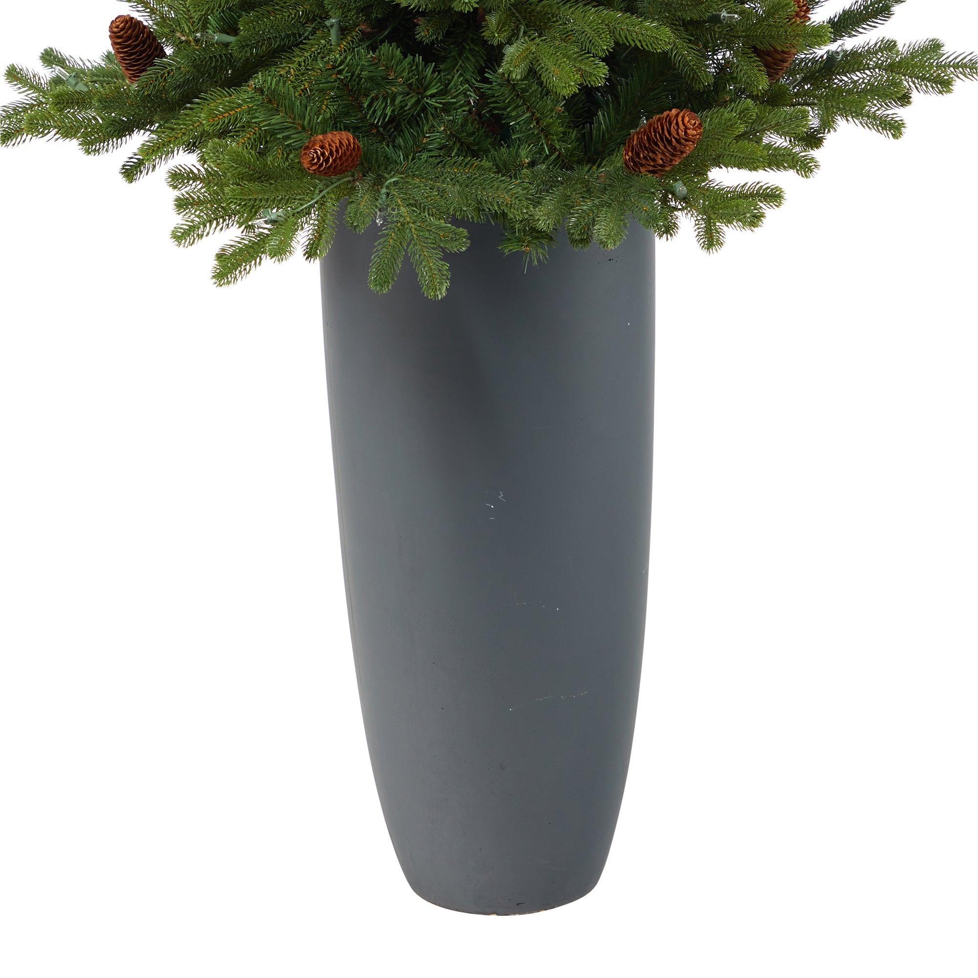 5' Yukon Mountain Fir, 100 Clear Lights in Gray Planter | Zigeze