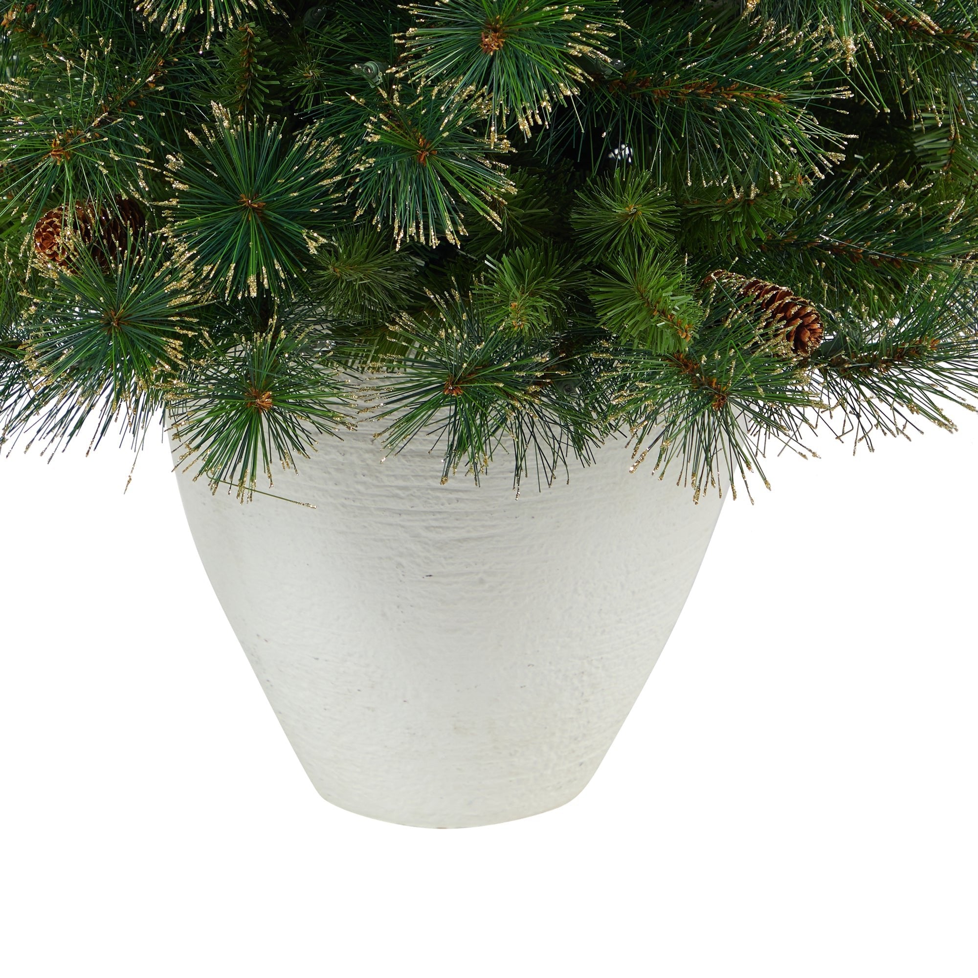 50" Washington Pine, 100 Clear Lights in White Planter | Zigeze