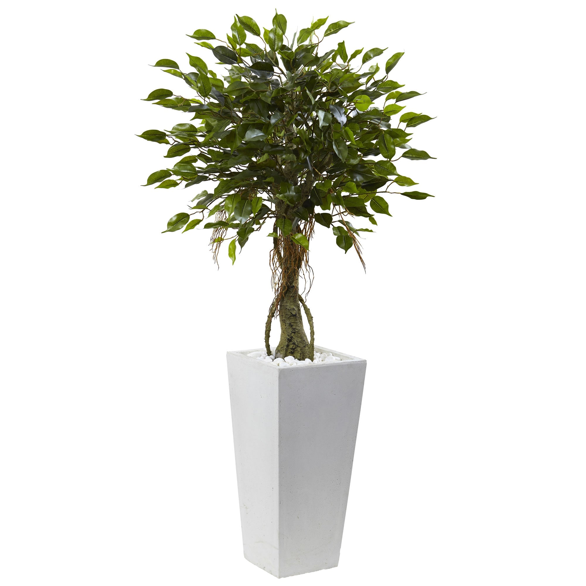 52 - inch Artificial Ficus Tree with White Planter | Zigeze