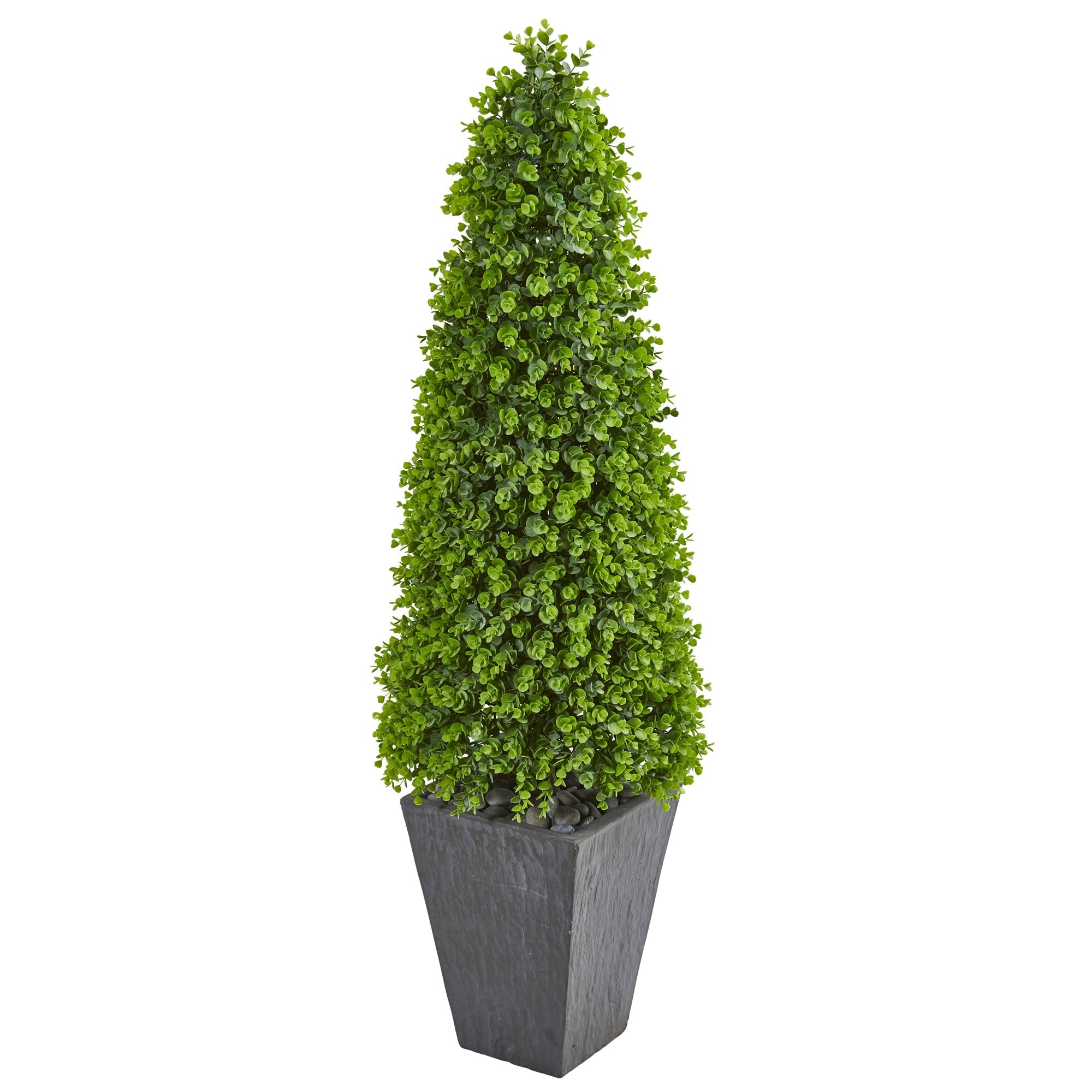 57" Artificial Eucalyptus Topiary in Slate Planter | Zigeze