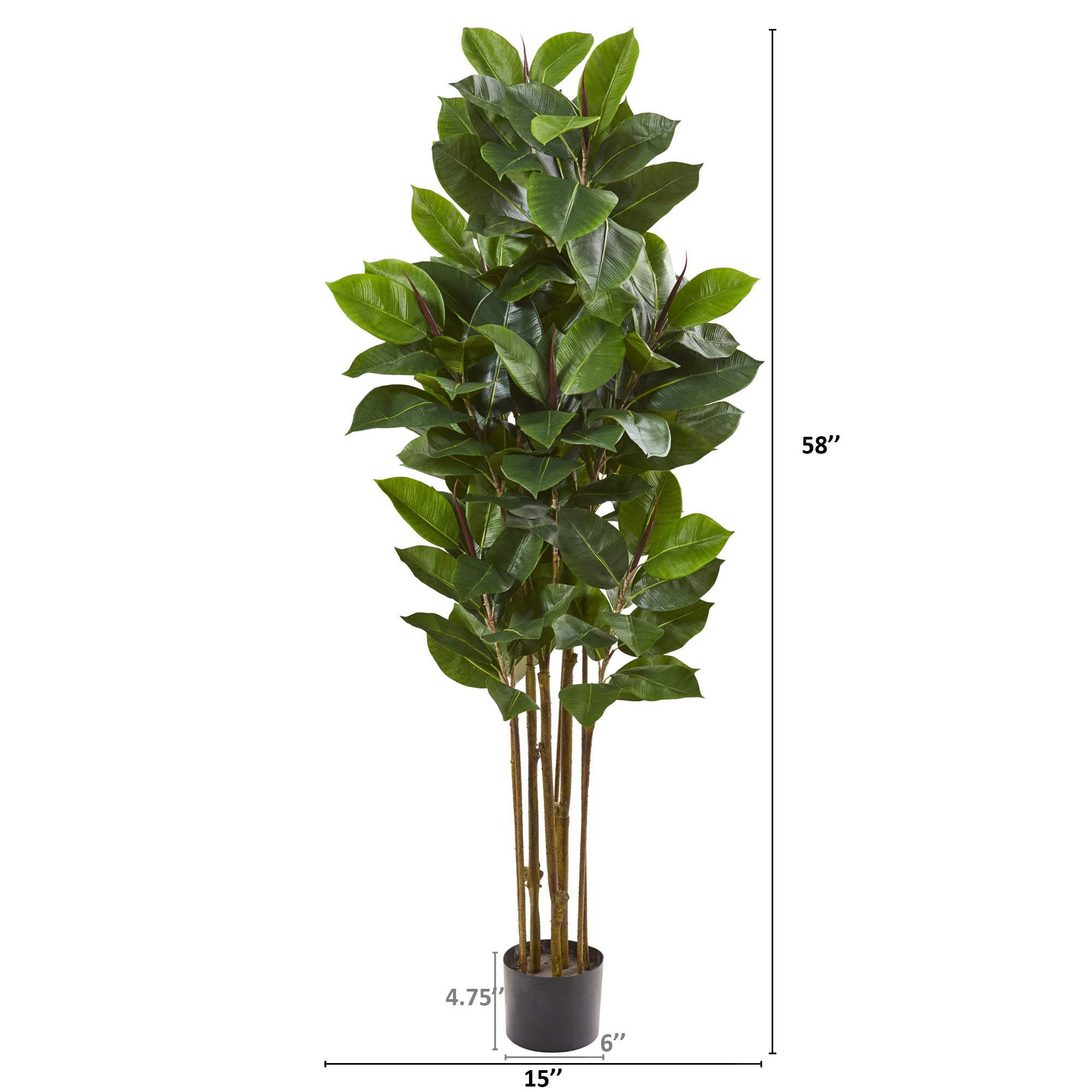58 - Inch Rubber Leaf Artificial Silk Plant | Zigeze