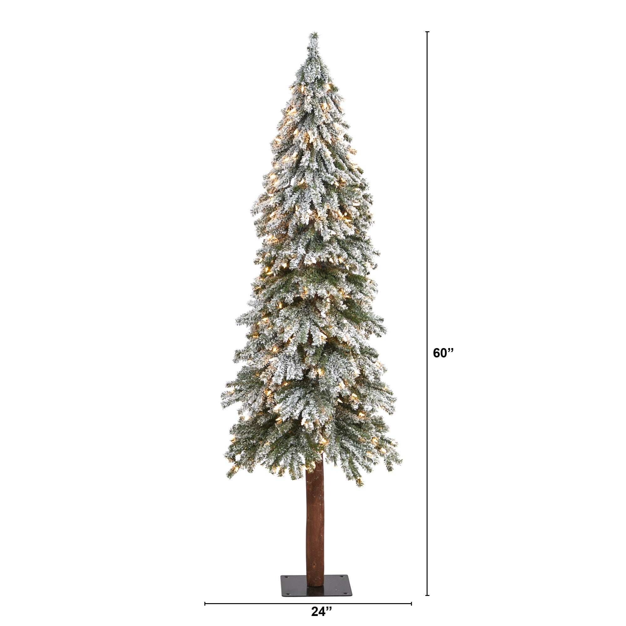 6' Flocked Grand Alpine with 300 Clear Lights on Natural Trunk | Zigeze