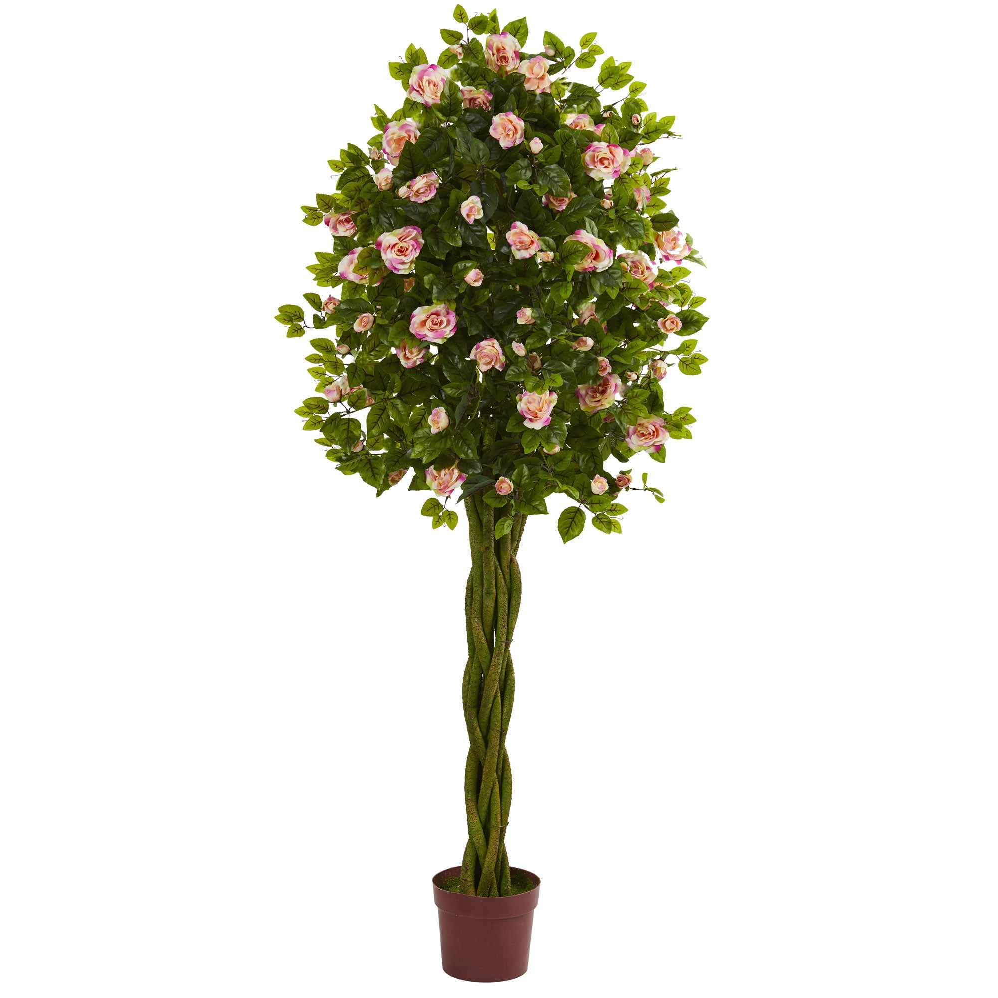 6 - Foot Rose Artificial Tree with Woven Trunk | Zigeze