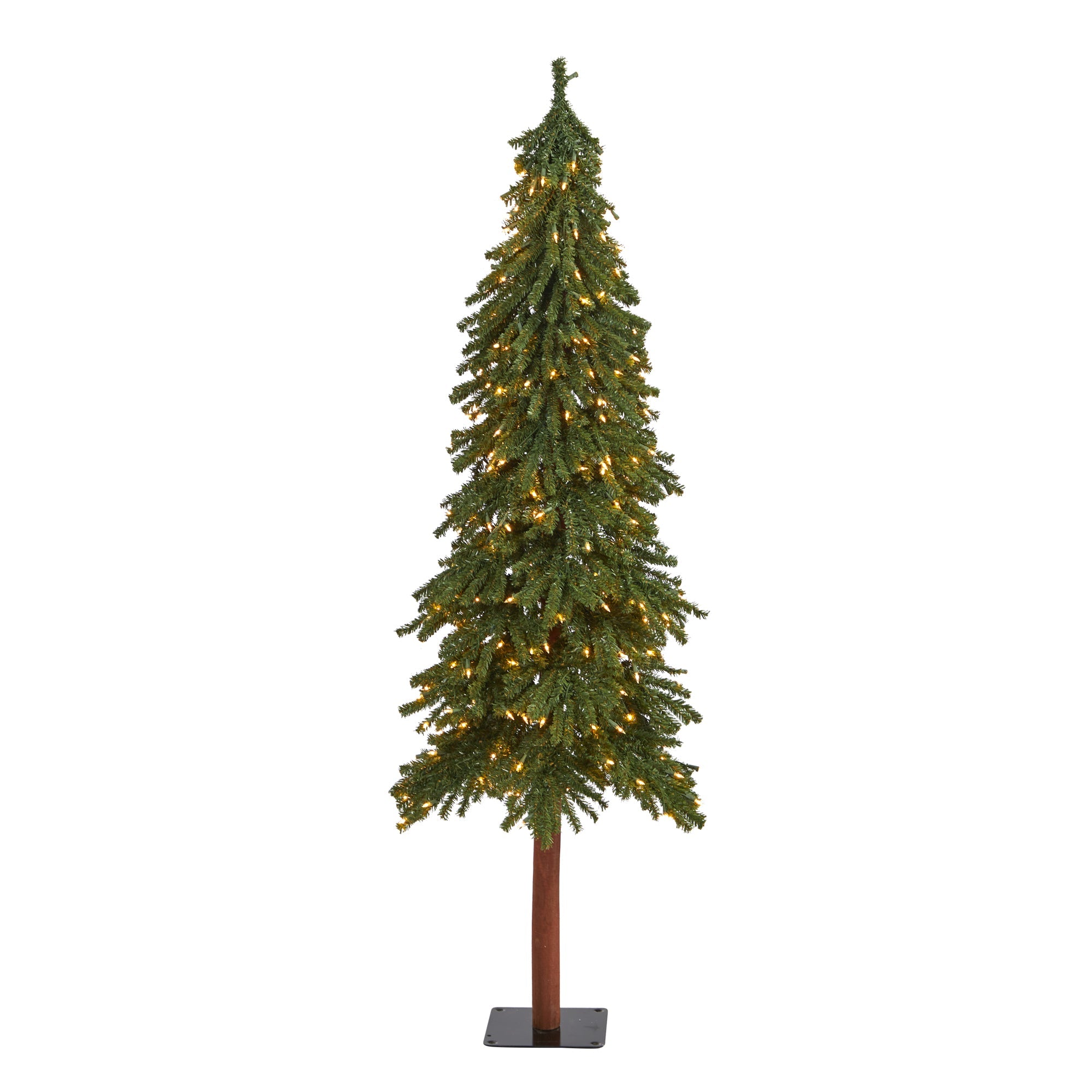 6' Grand Alpine Tree with 300 Clear Lights on Natural Trunk | Zigeze