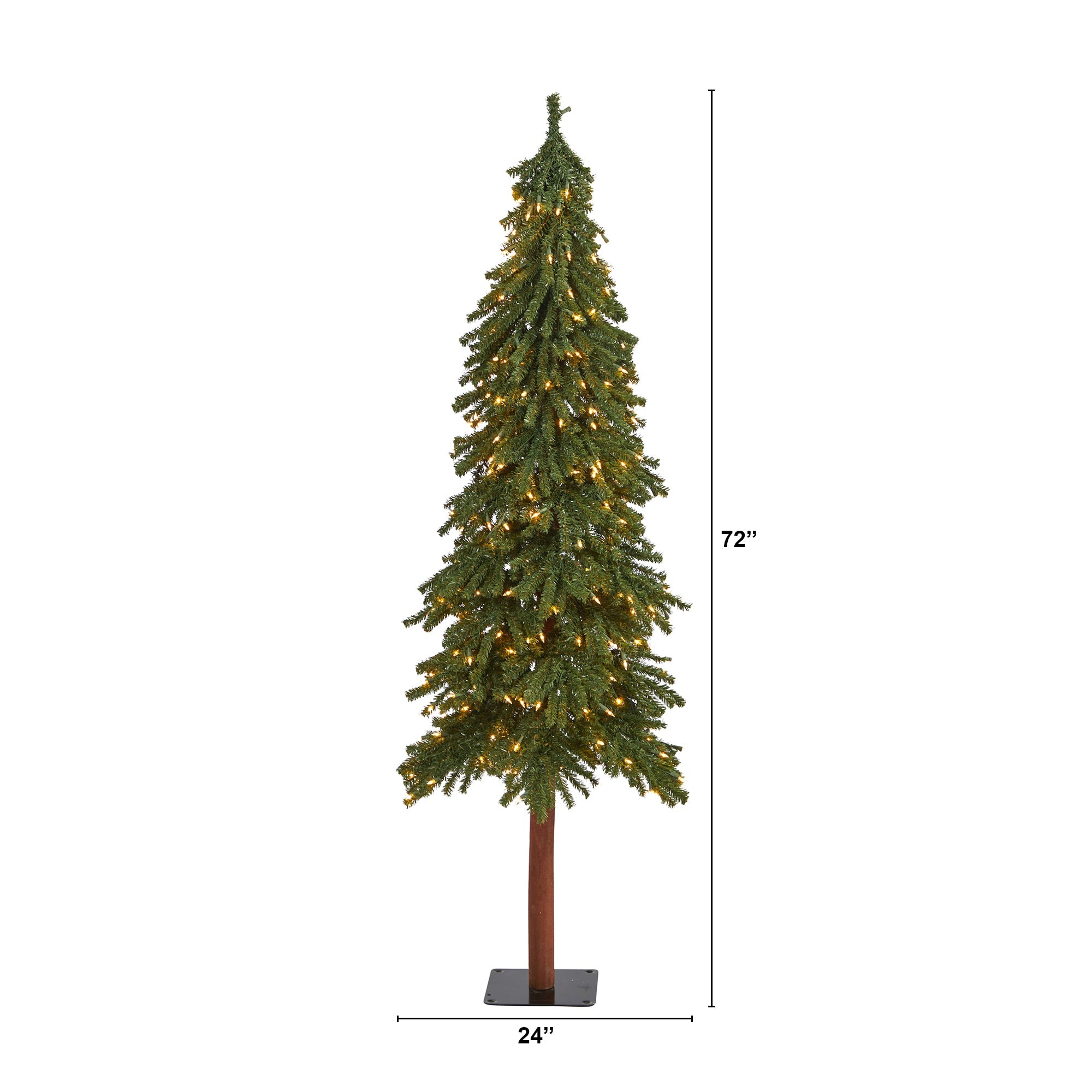6' Grand Alpine Tree with 300 Clear Lights on Natural Trunk | Zigeze