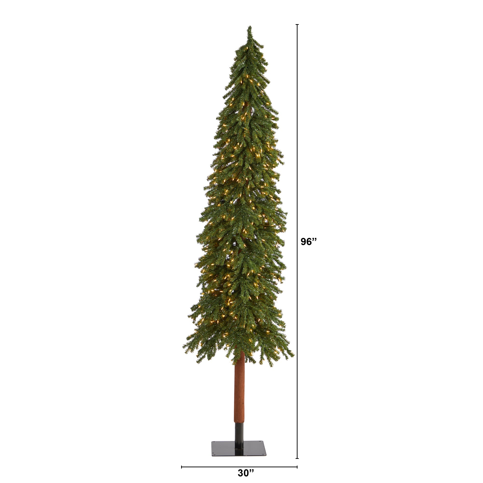 8' Grand Alpine Tree with 500 Clear Lights, Natural Trunk | Zigeze