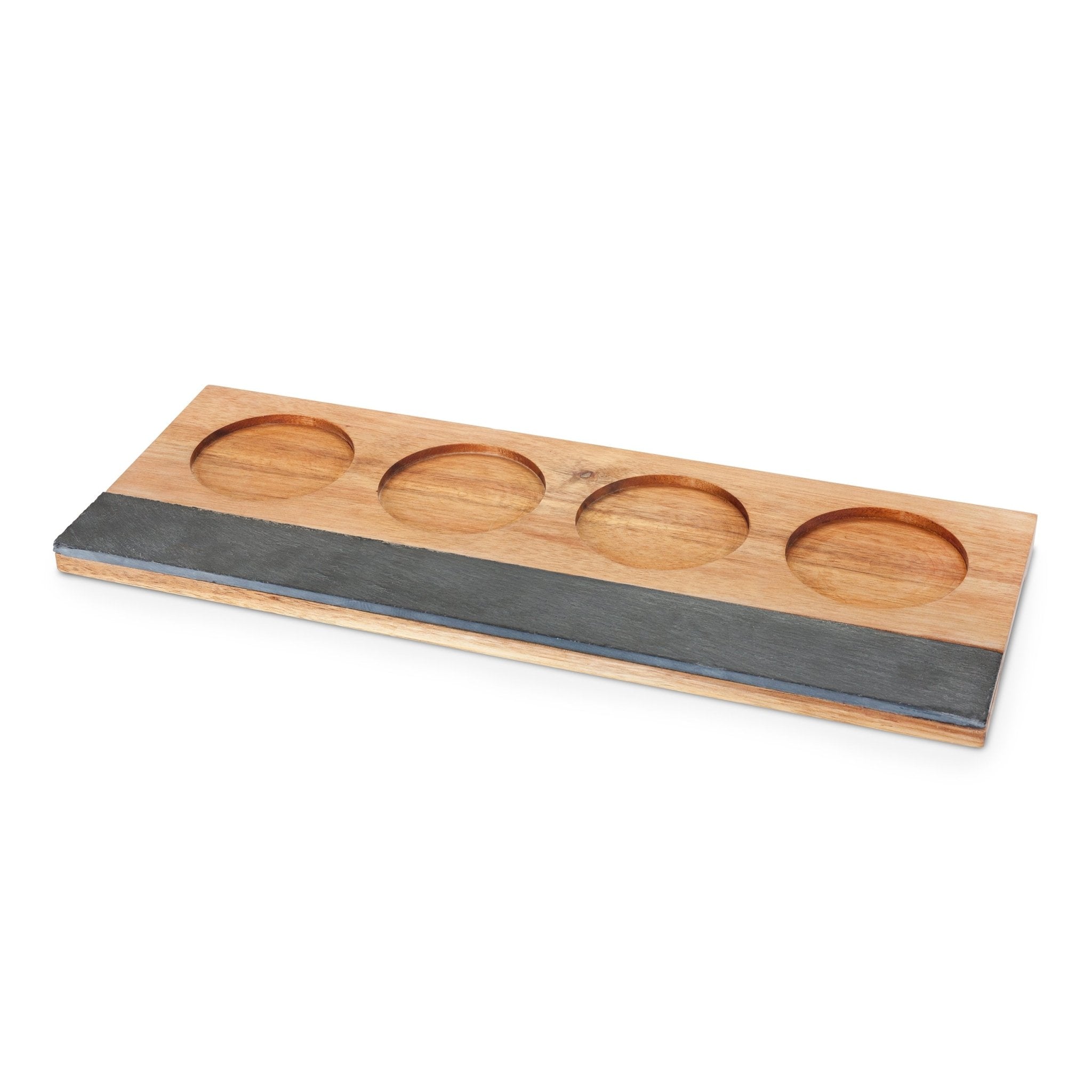 Acacia Wood Wine Flight Board with Soapstone Chalk | Zigeze