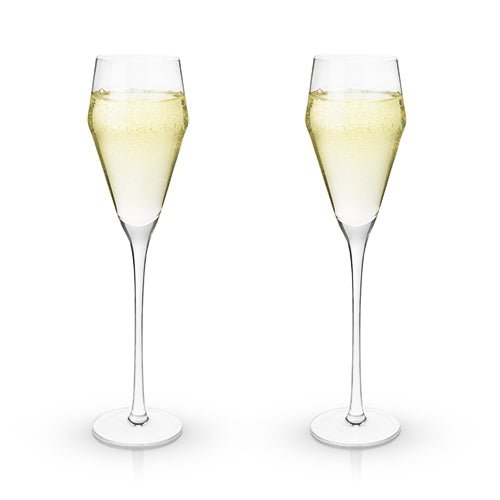 Angled Crystal Prosecco Glasses, Set of 2 | Zigeze