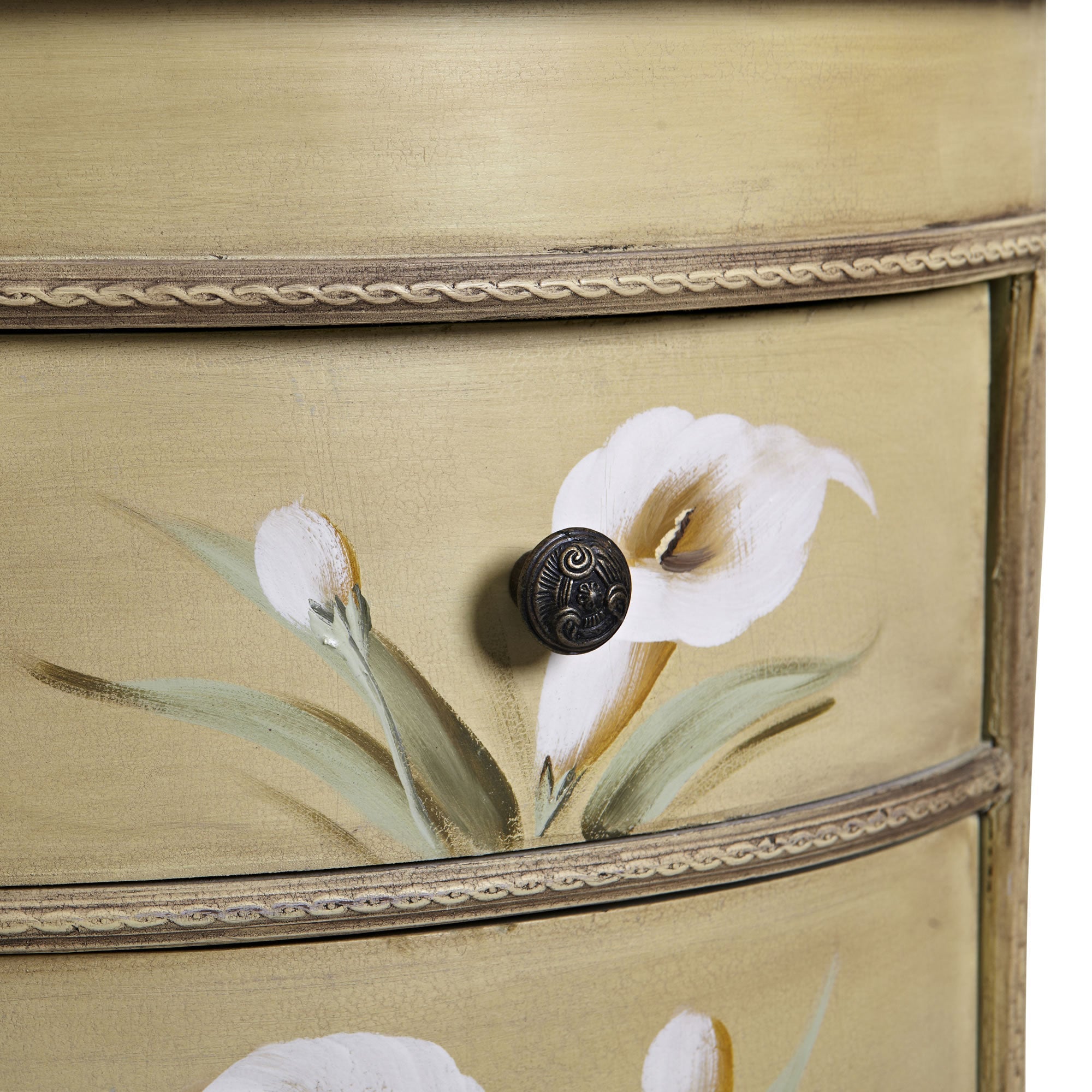 Antique Accessory Table with Calla Lily Floral Art | Zigeze
