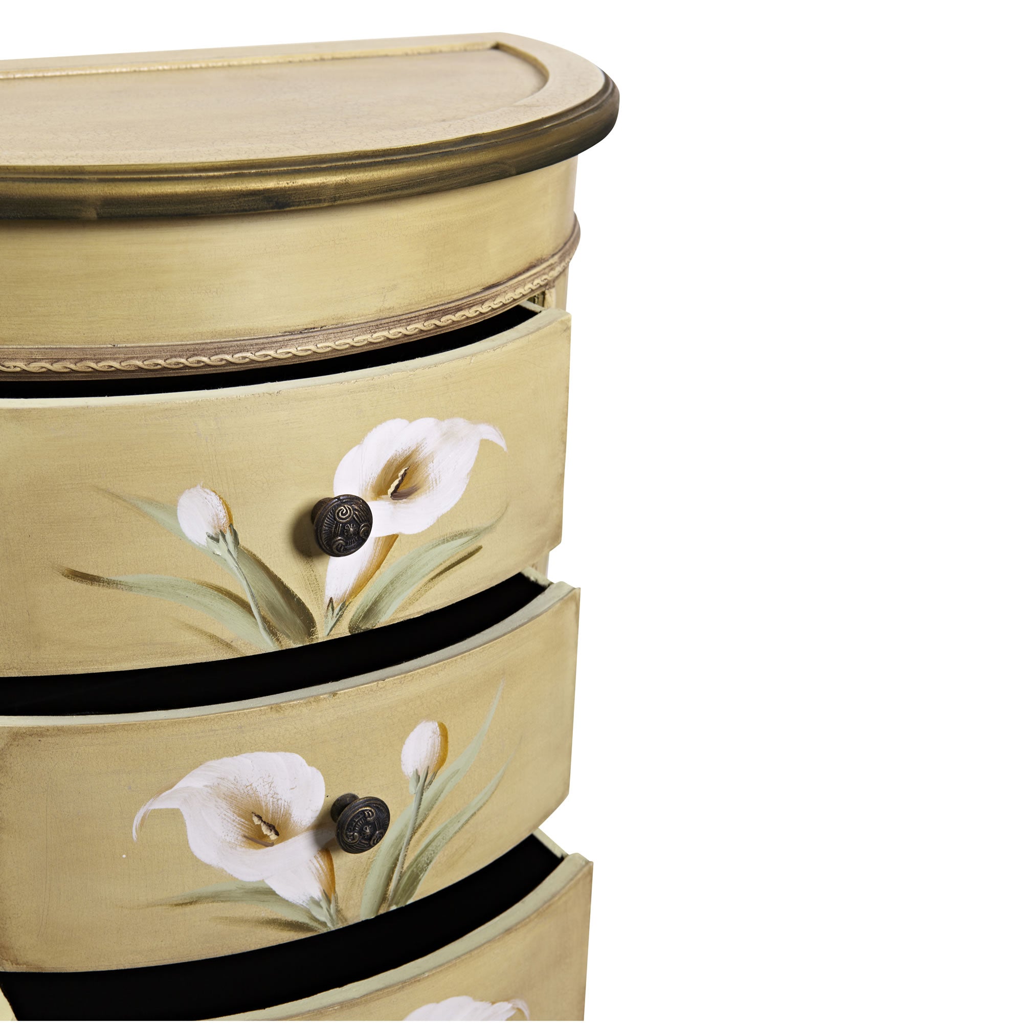 Antique Accessory Table with Calla Lily Floral Art | Zigeze