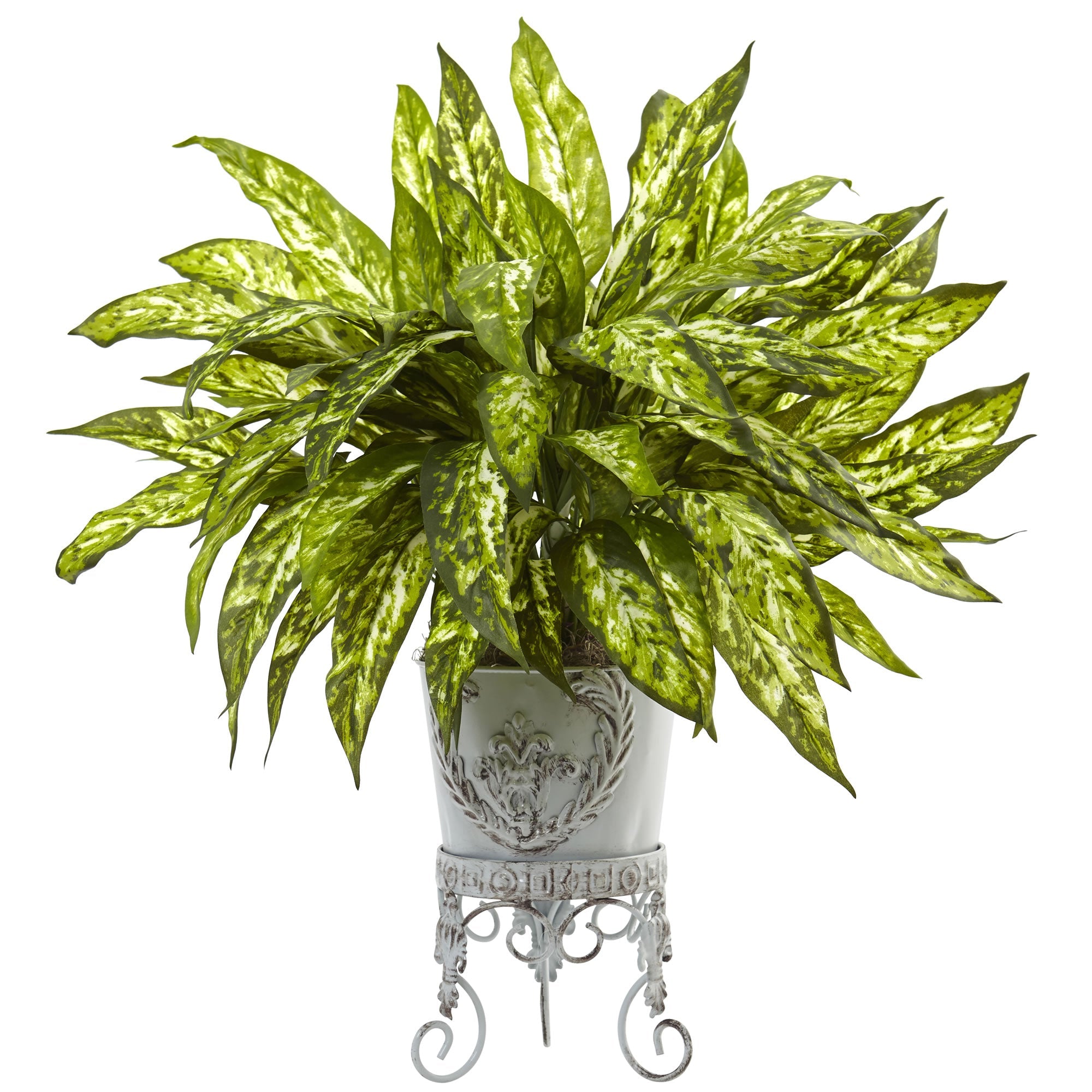 Artificial Aglaonema Plant with Metal Planter | Zigeze