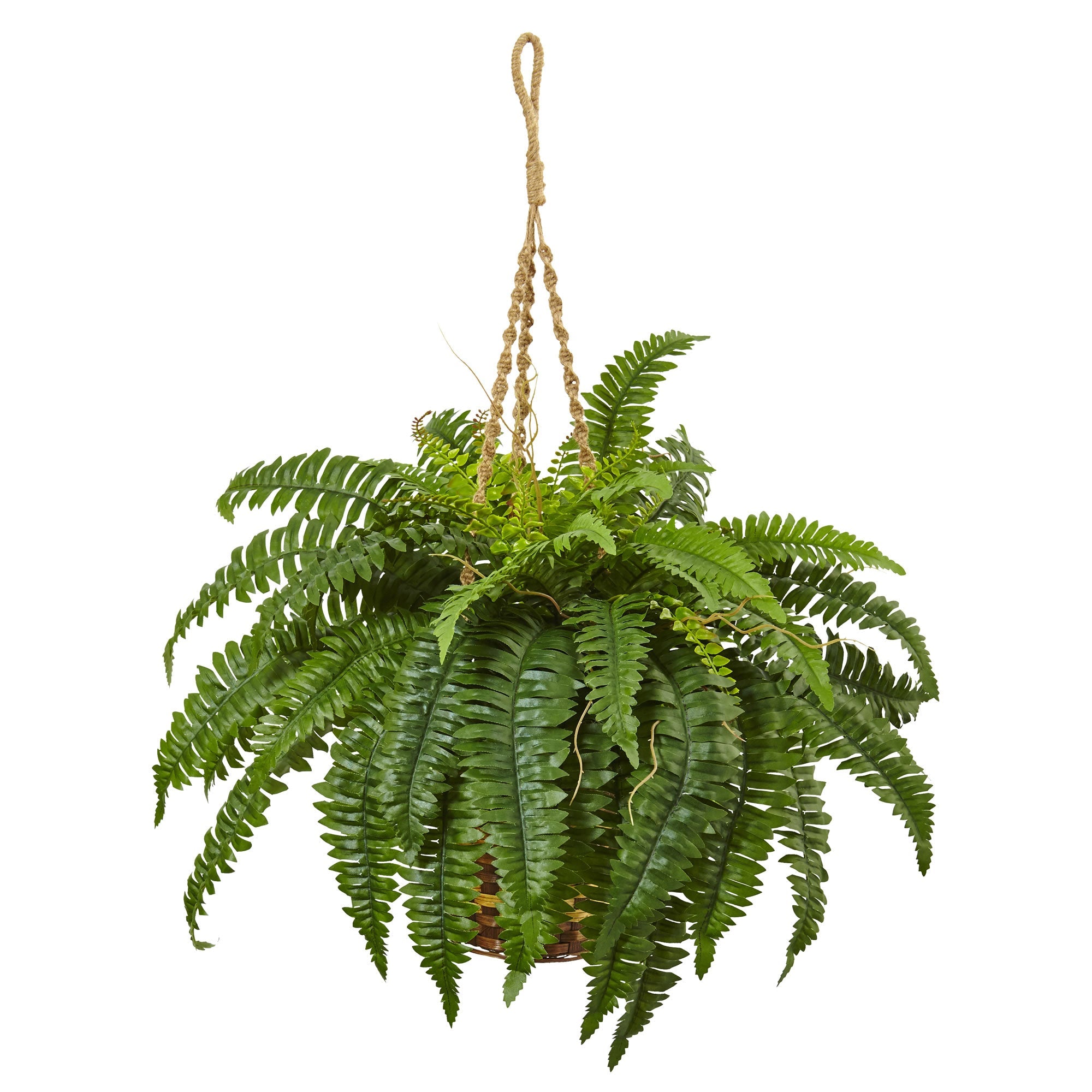 Artificial Boston Fern Plant in Hanging Basket | Zigeze