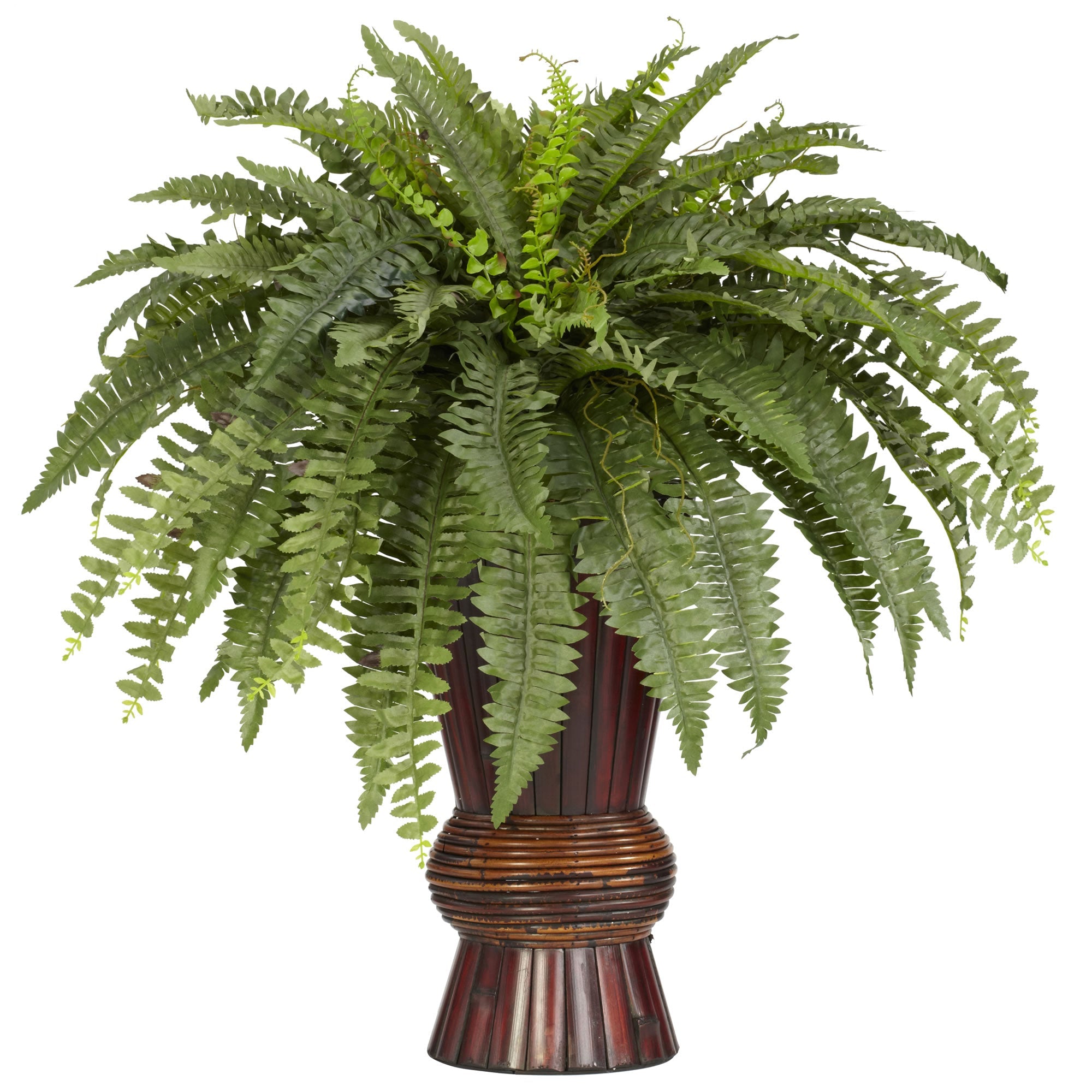 Artificial Boston Fern Plant with Bamboo Vase | Zigeze