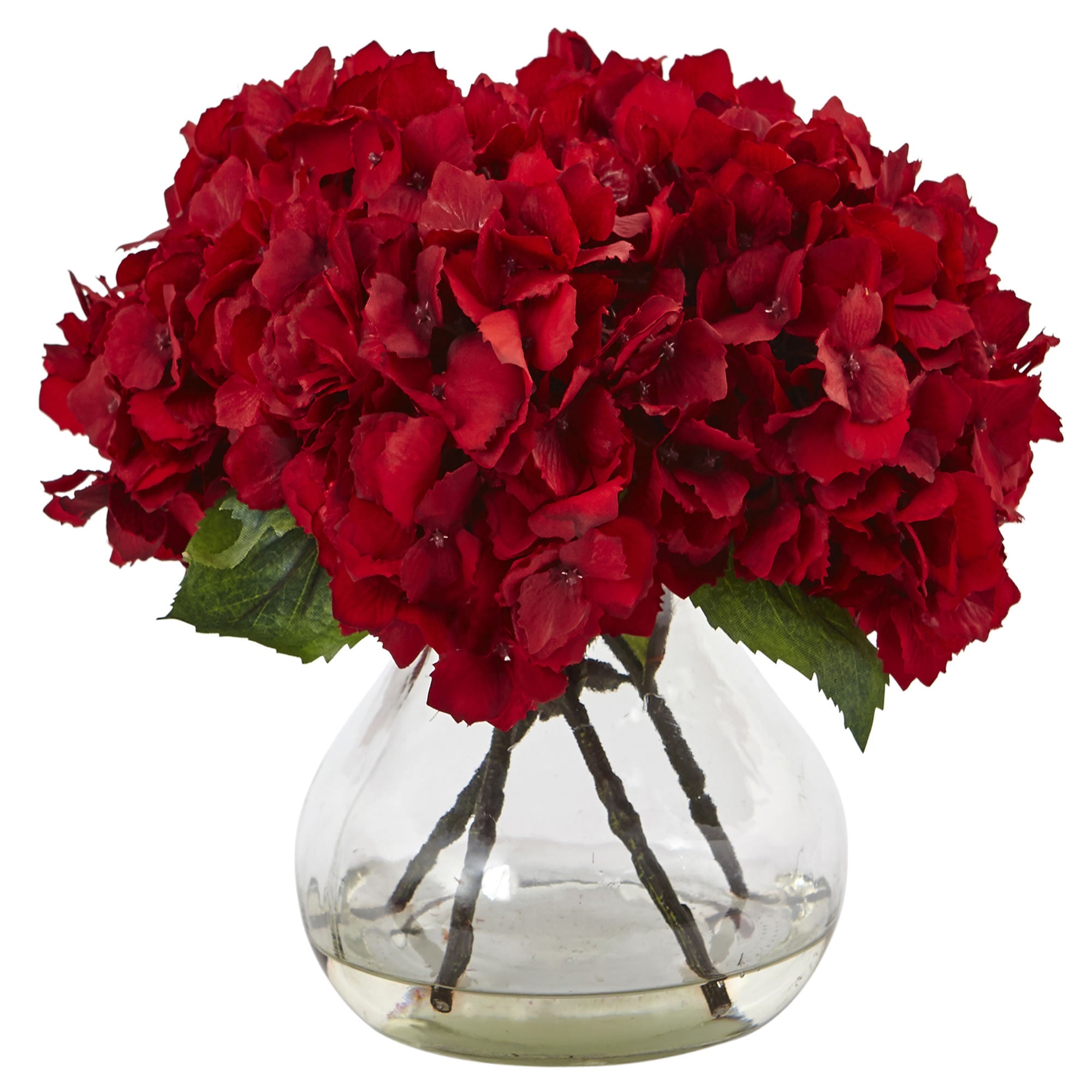 Artificial Red Hydrangea Arrangement in Vase | Zigeze