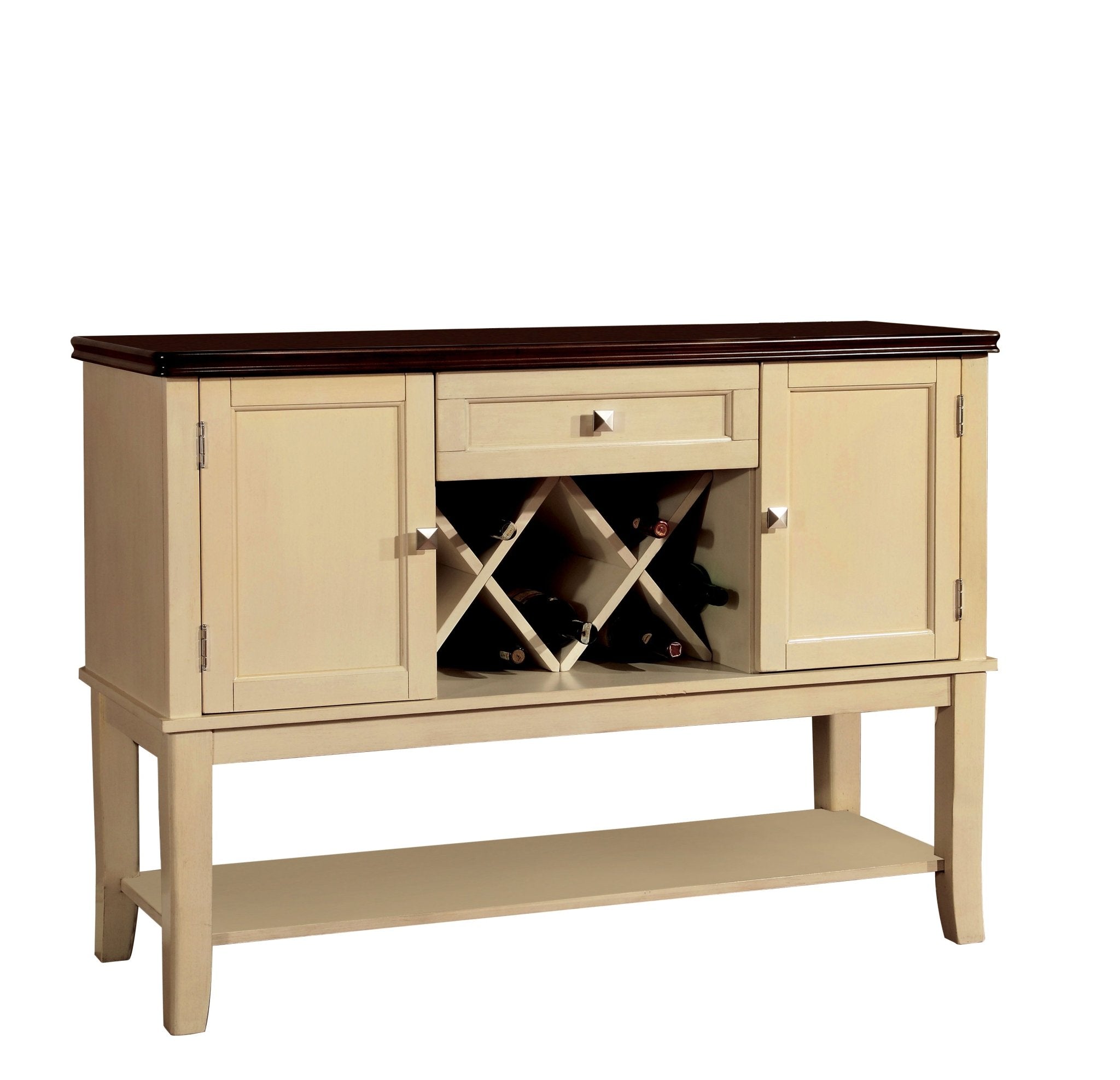 Benton Transitional Multi - Storage Server in Vintage White and Cherry | Zigeze