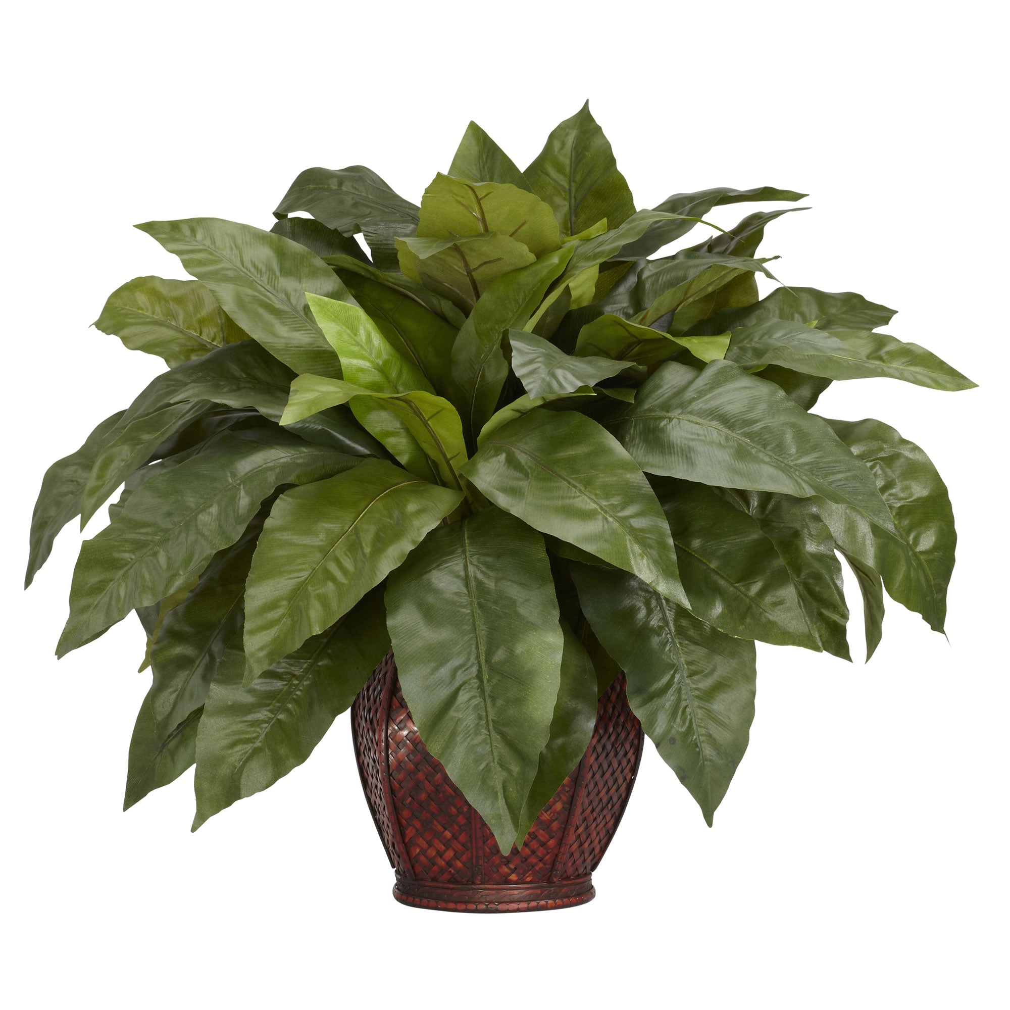 Birdsnest Fern with Decorative Vase Silk Plant | Zigeze