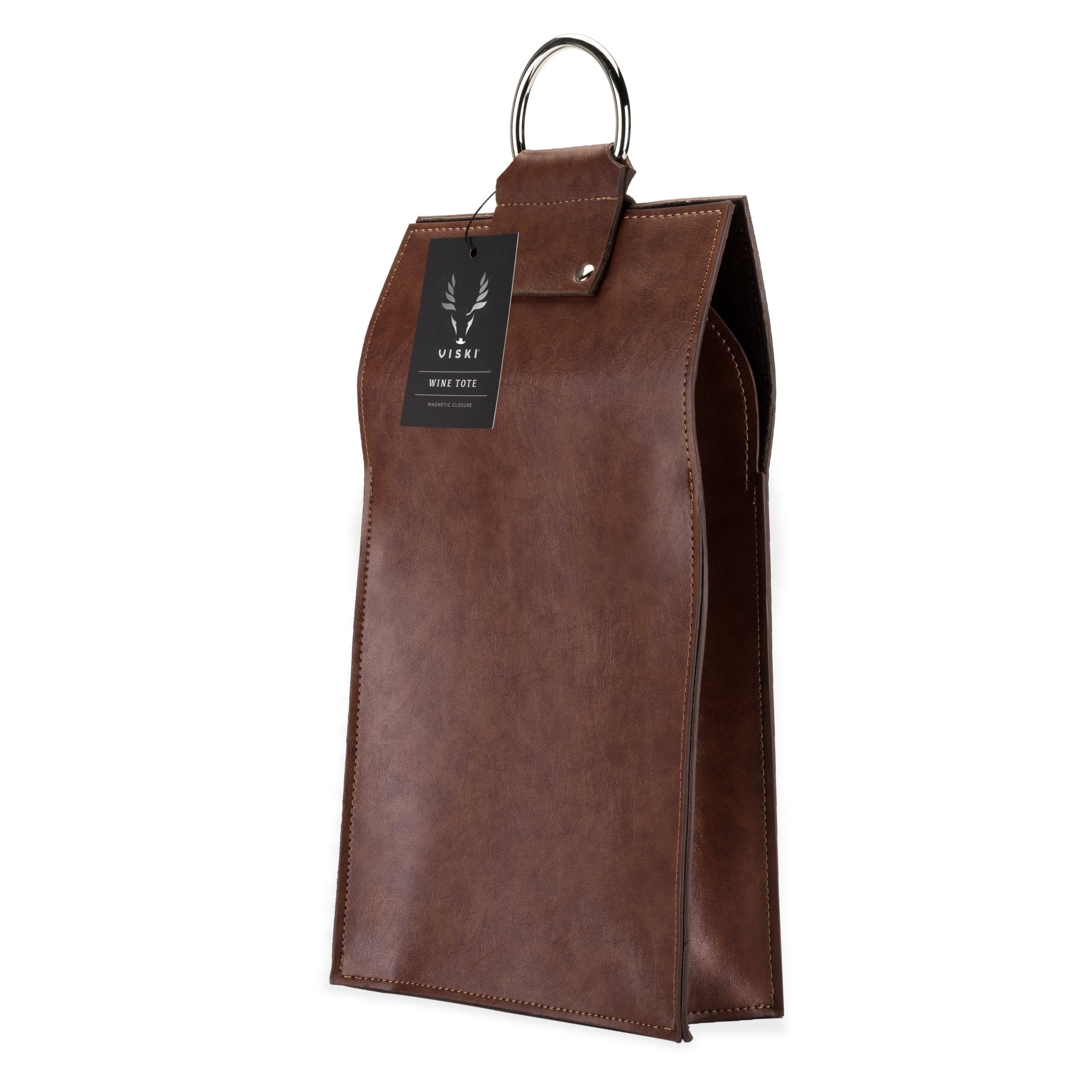 Brown Faux Leather Double - Bottle Wine Tote | Zigeze