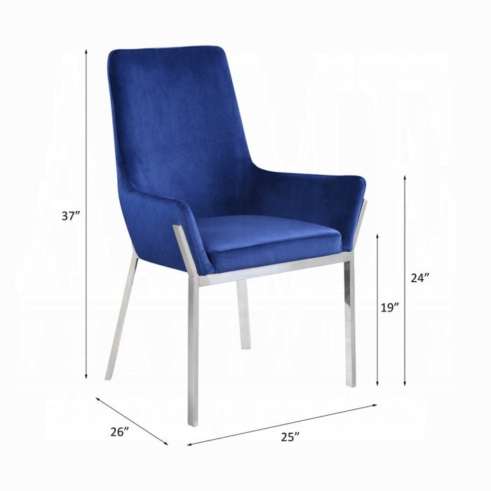 Cambrie Blue Velvet Side Chair (2 Pieces) | Zigeze