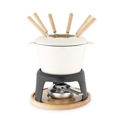Cast Iron Fondue Set, Enamel Coated Finish | Zigeze