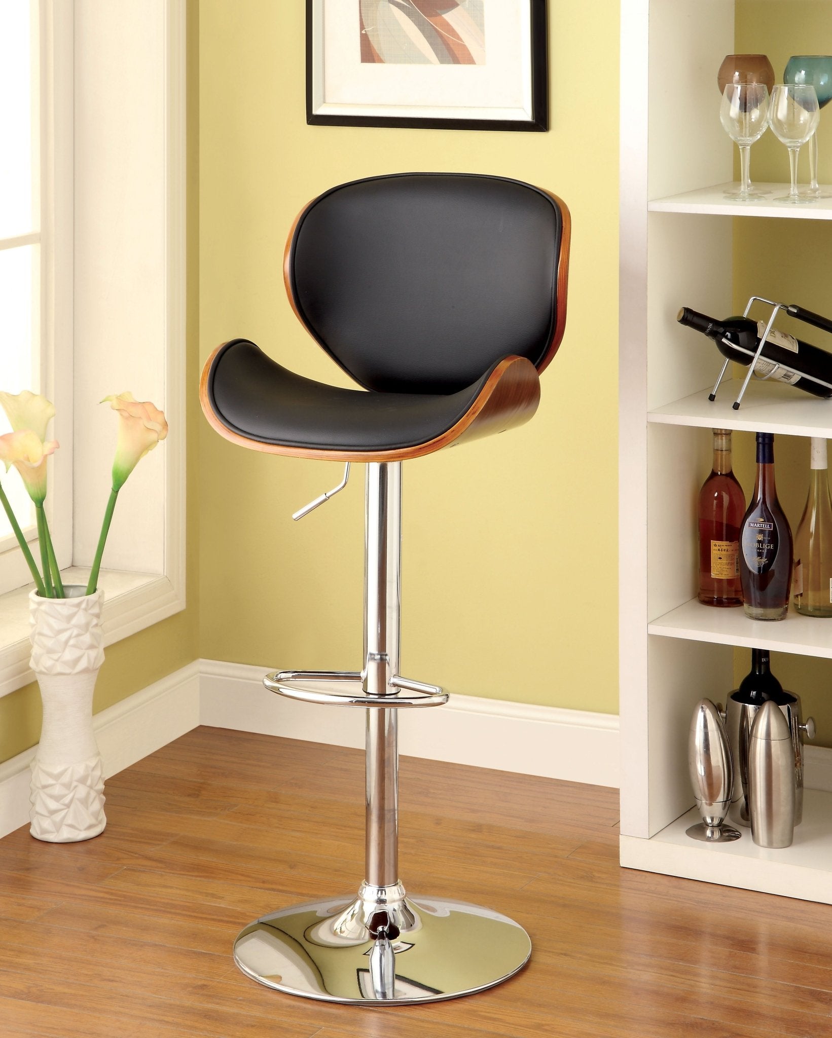 Contemporary Dark Oak Swivel Bar Height Stool | Zigeze