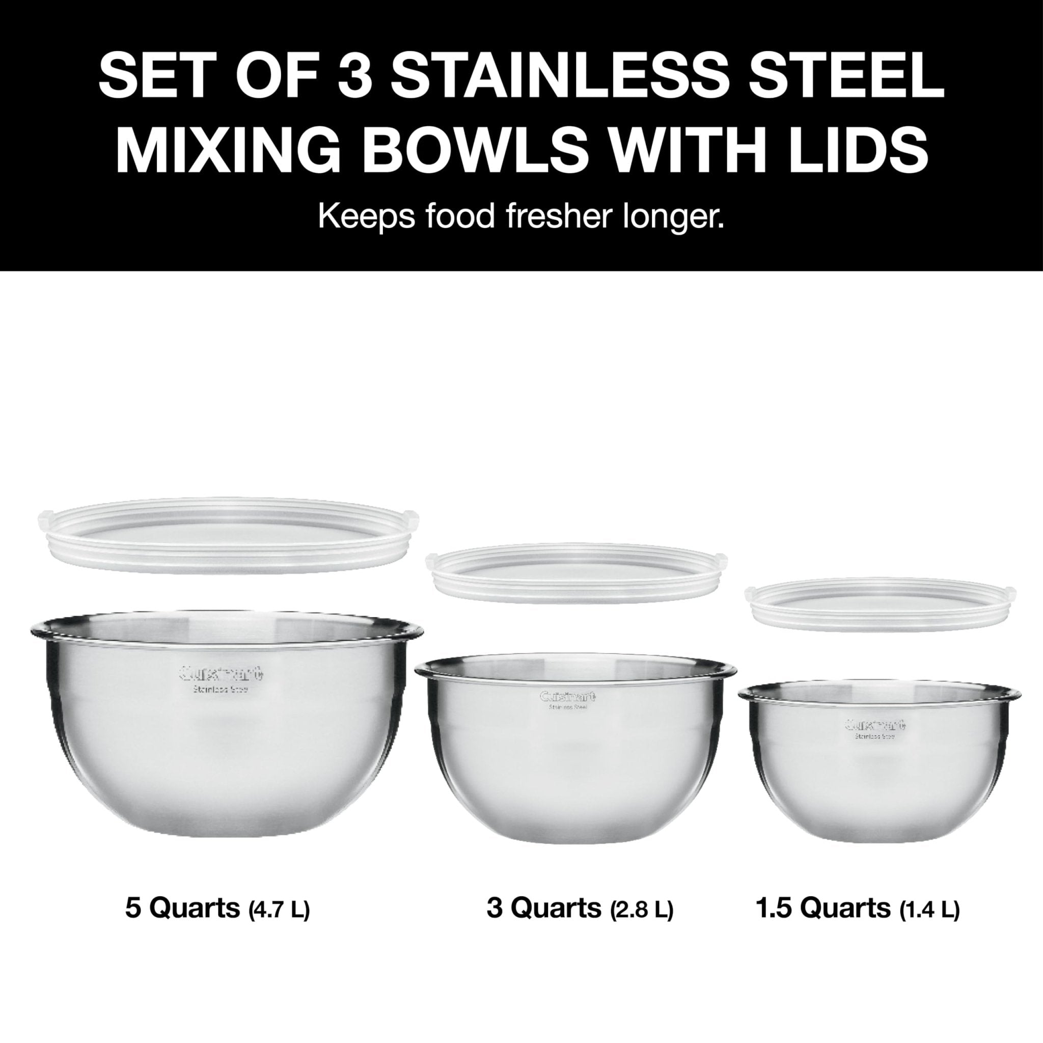 Cuisinart Stainless Steel Mixing Bowls, 3 - Piece Set | Zigeze