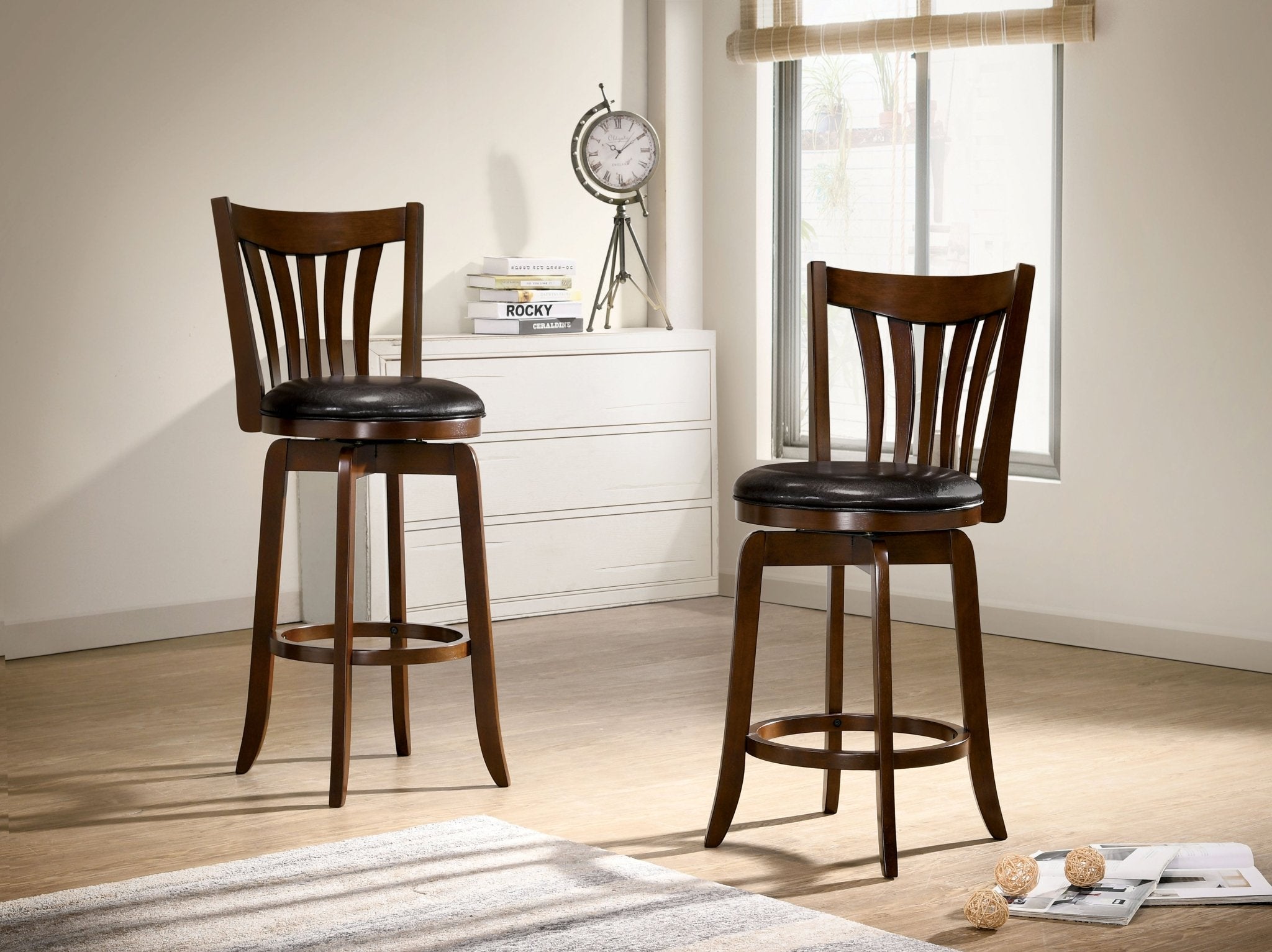 Edward Swivel Bar Stool, Brown, 24" | Zigeze