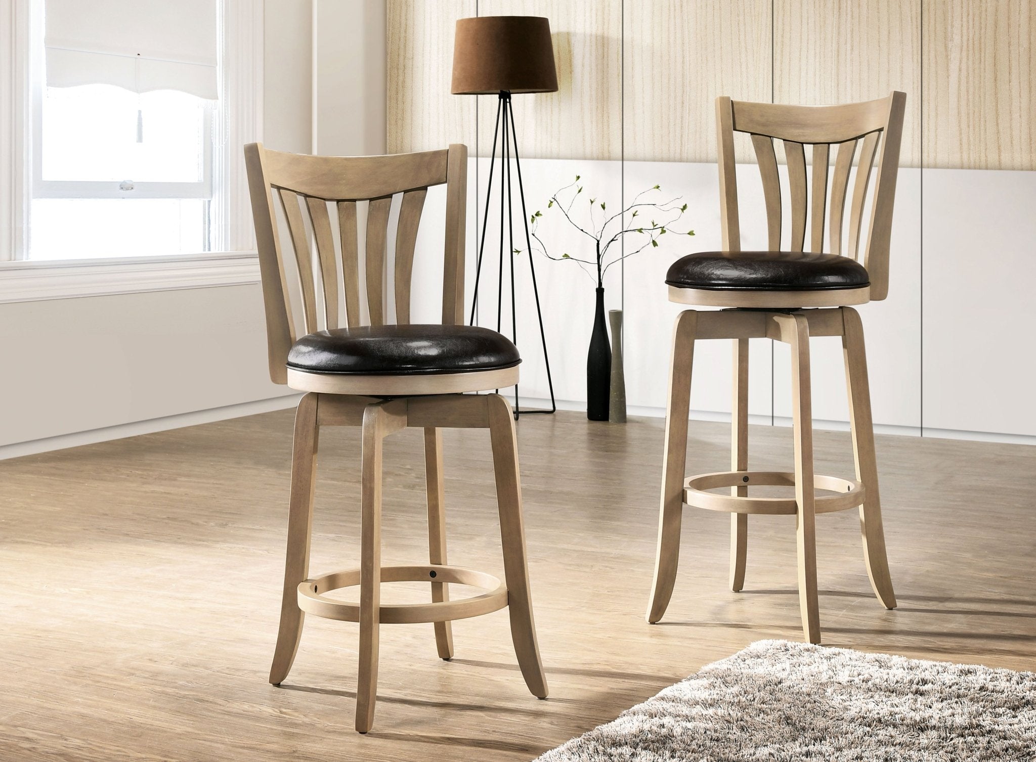 Edward Swivel Bar Stool, Oak, 29" | Zigeze