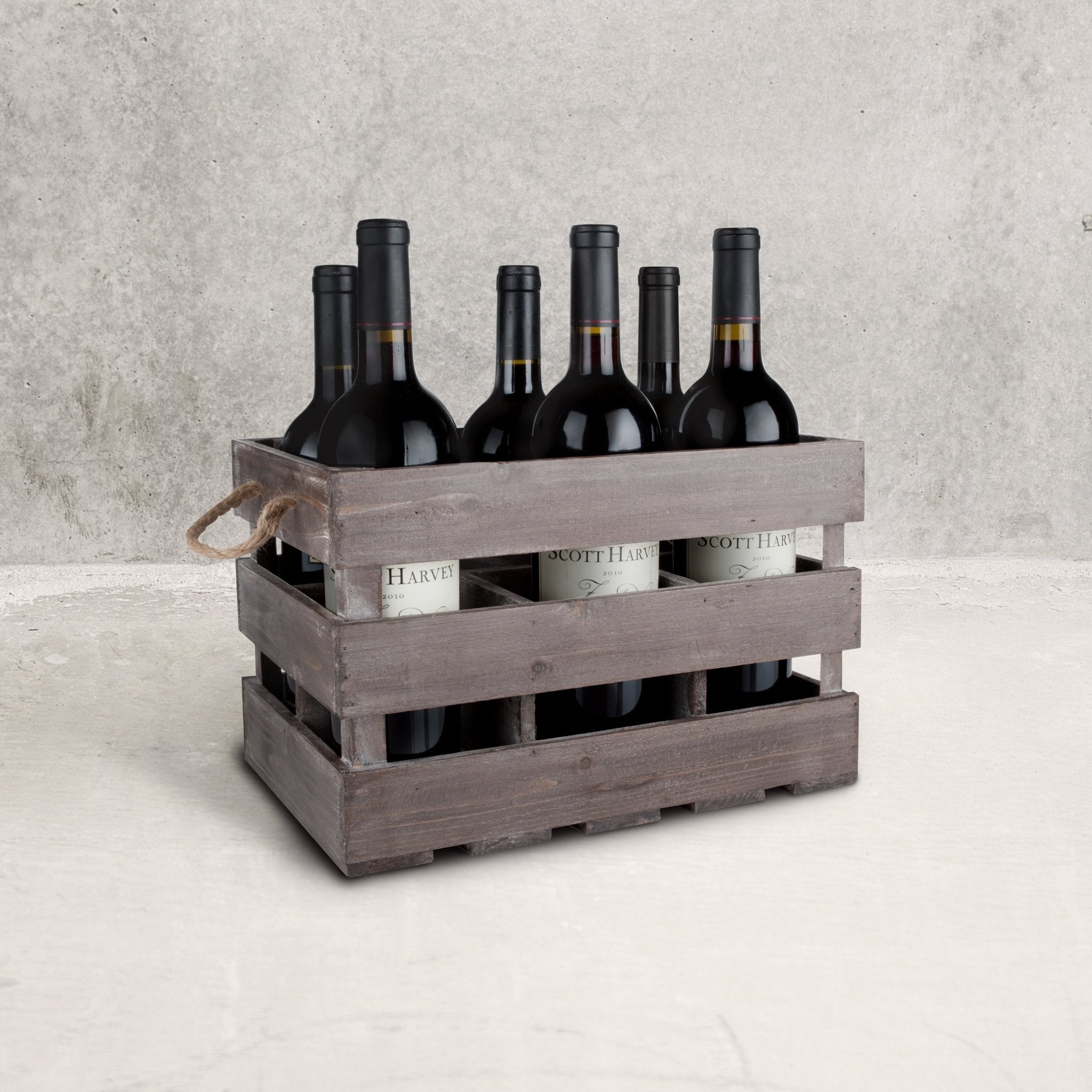 Farmhouse Design Wooden 6 - Bottle Crate | Zigeze