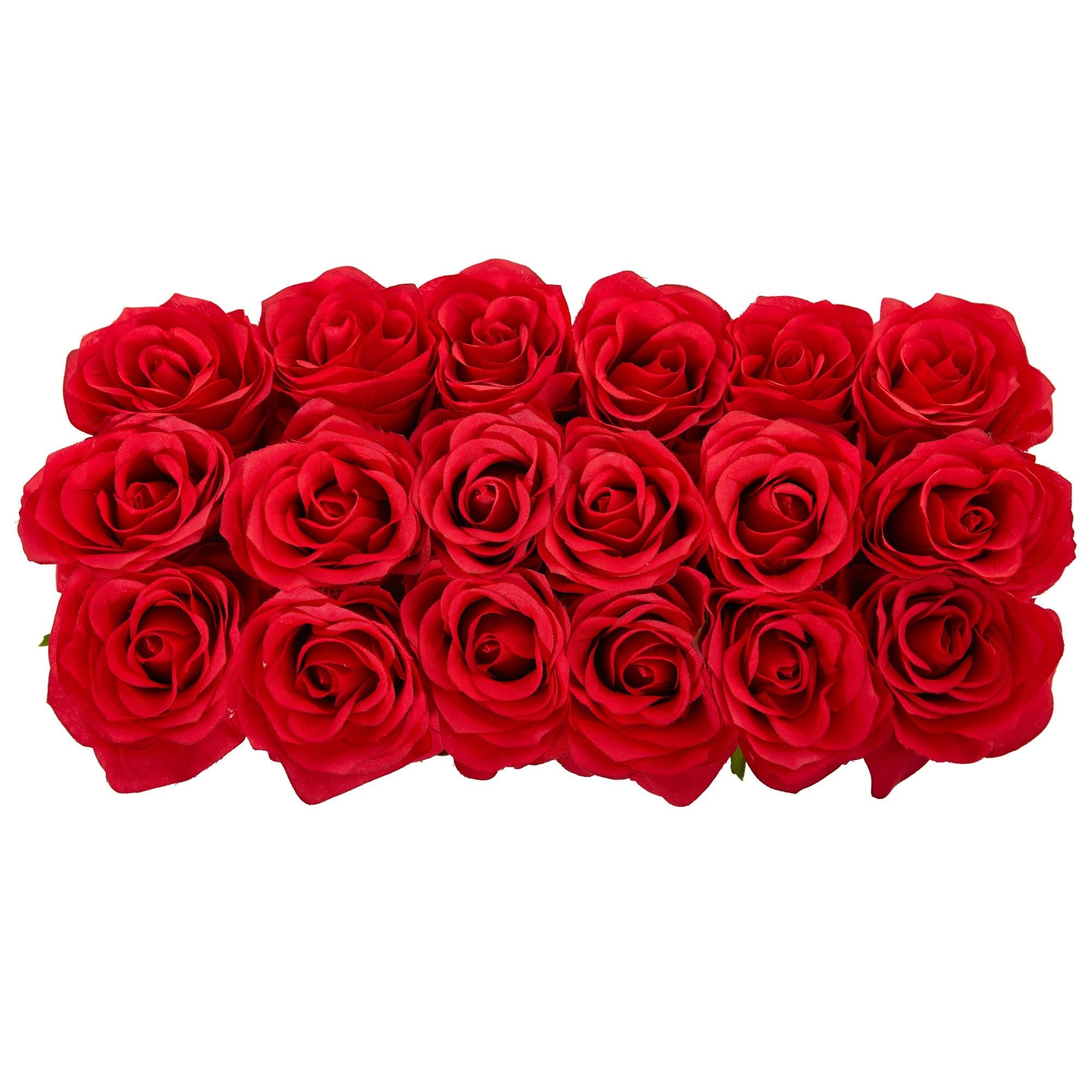 Faux Red Roses in Black Rectangular Planter | Zigeze